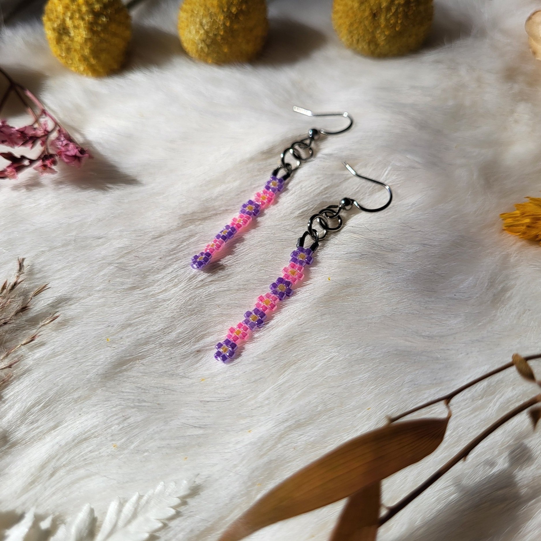 Beaded Floral Earring Drops