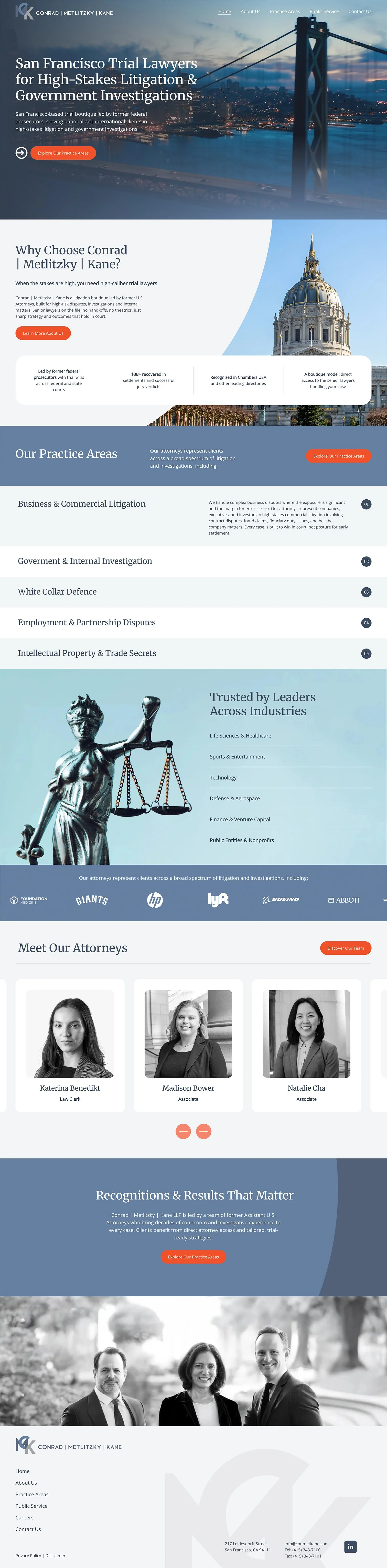 A screenshot of the CMK Law Firm website.