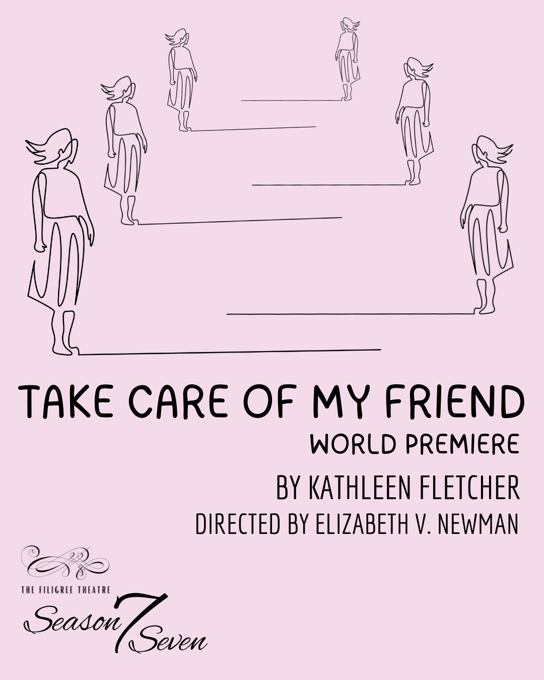 black scribble-style pen drawing of two women standing aprt on pink background, with text as on this page