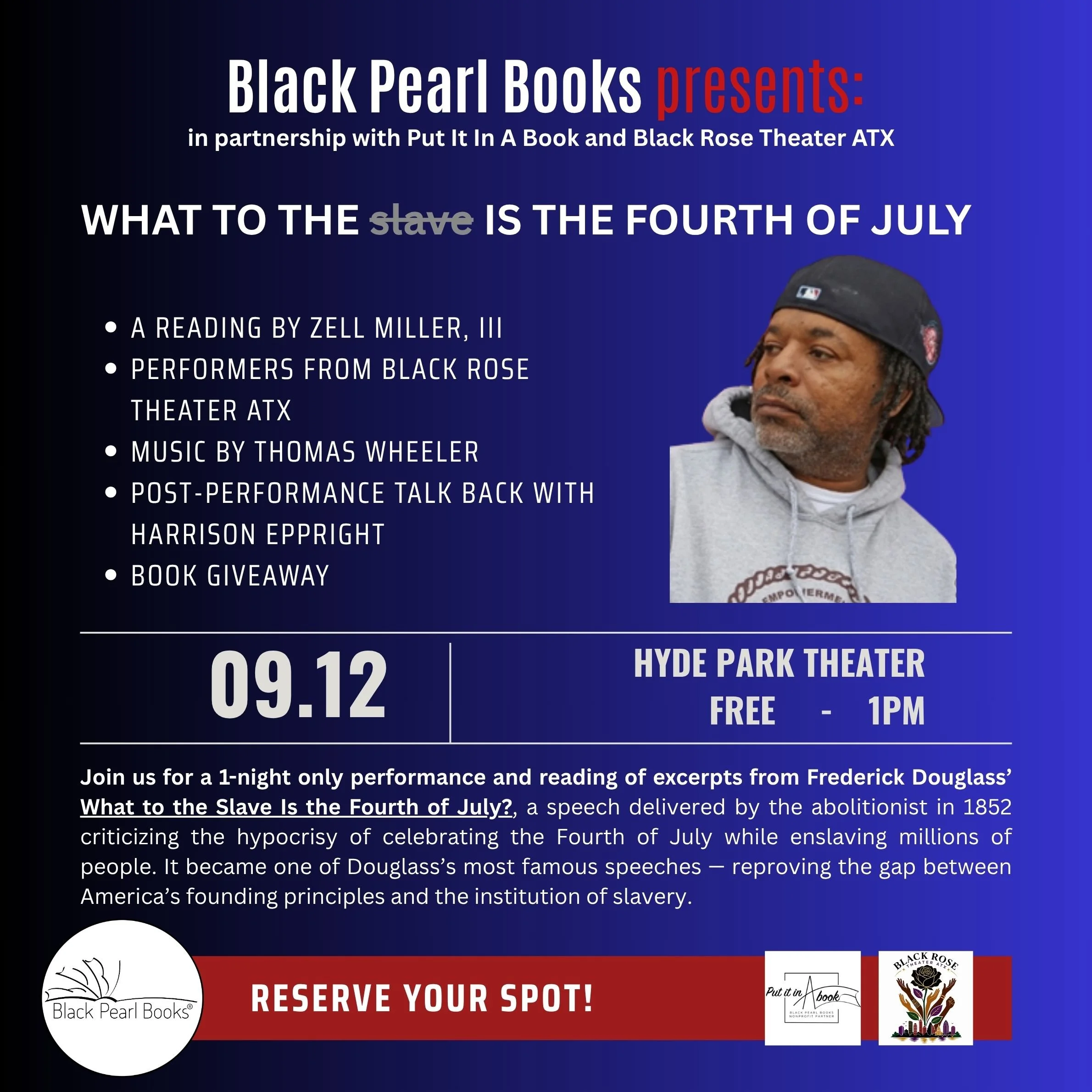 dark blue graphic with photo of a black man in profile in a backwards ball cap with text as in this section