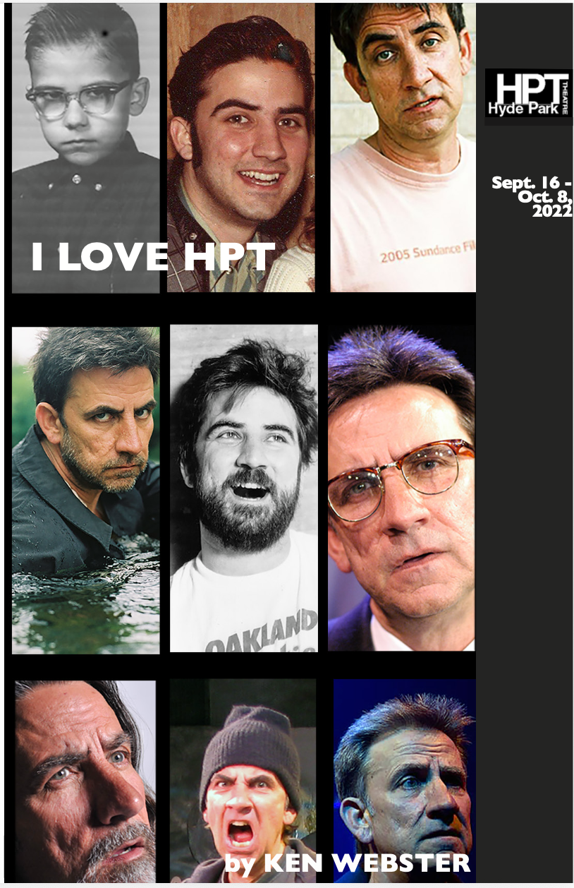 nine photographs of the same white man, from childhood into older age, in different theatrical roles