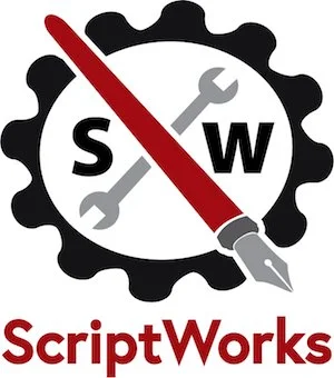 ScriptWorks' logo: a pen and a wrench crossed inside a fear with the letters S and W