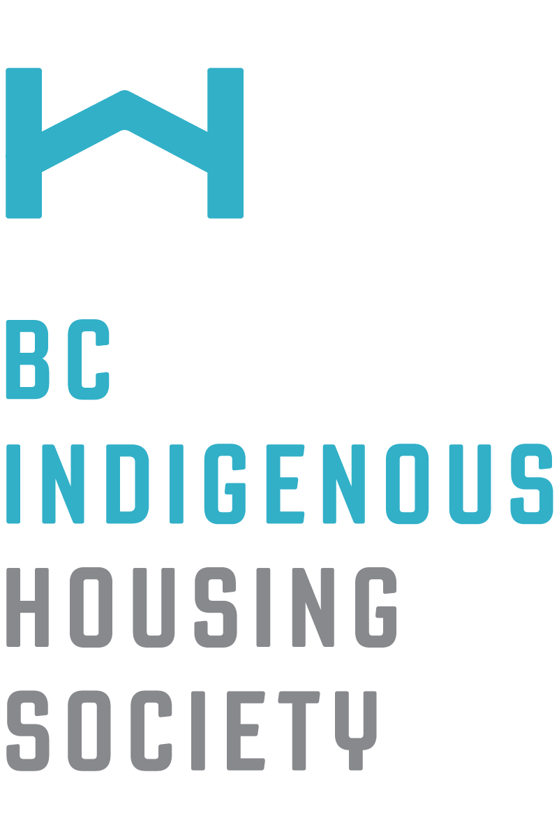 Logo for BC Indigenous Housing Society with a stylized house roof icon at the top.
