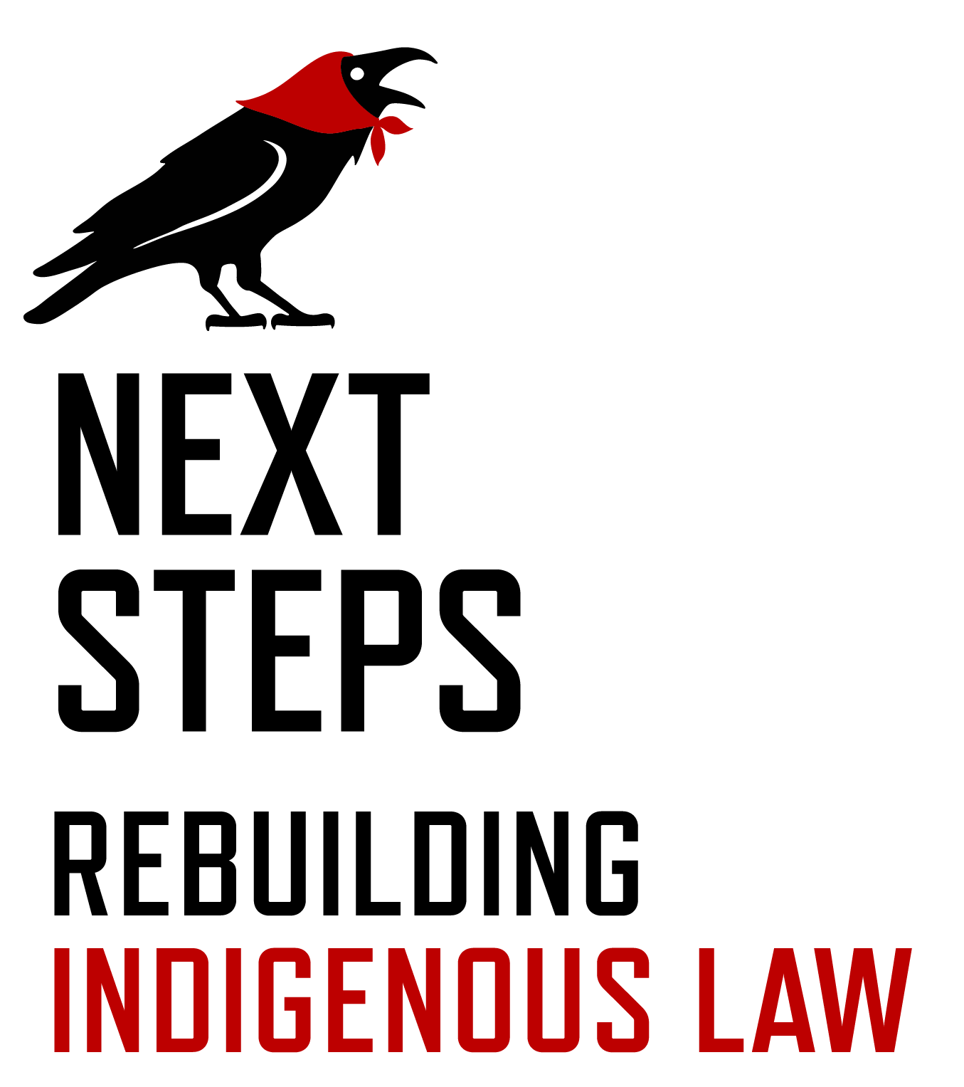 Black raven logo with the text 'Next Steps Rebuilding Indigenous Law'