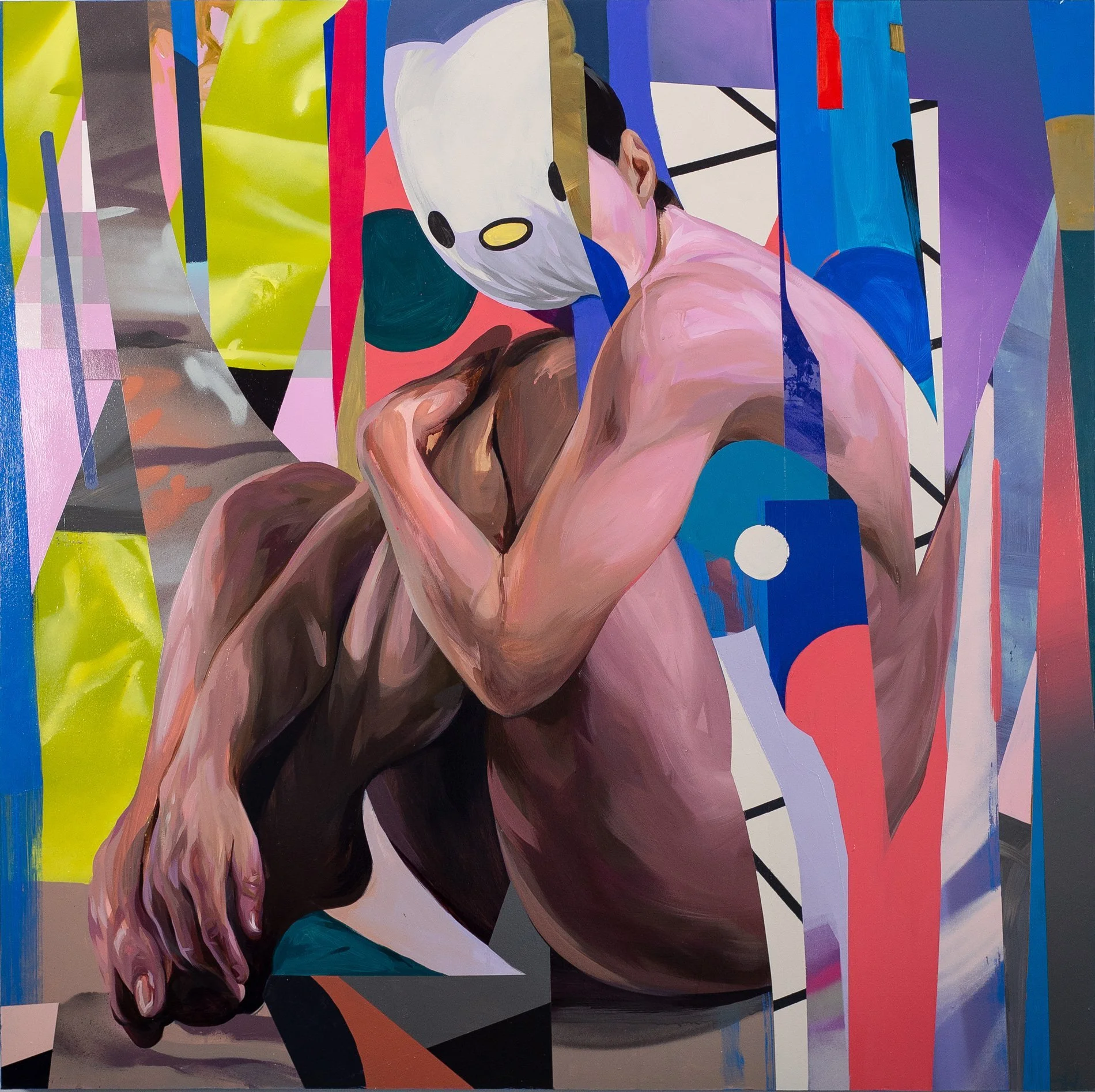 "Innit" Acrylc and Spray Paint on Wood, 48" x 48" 2021