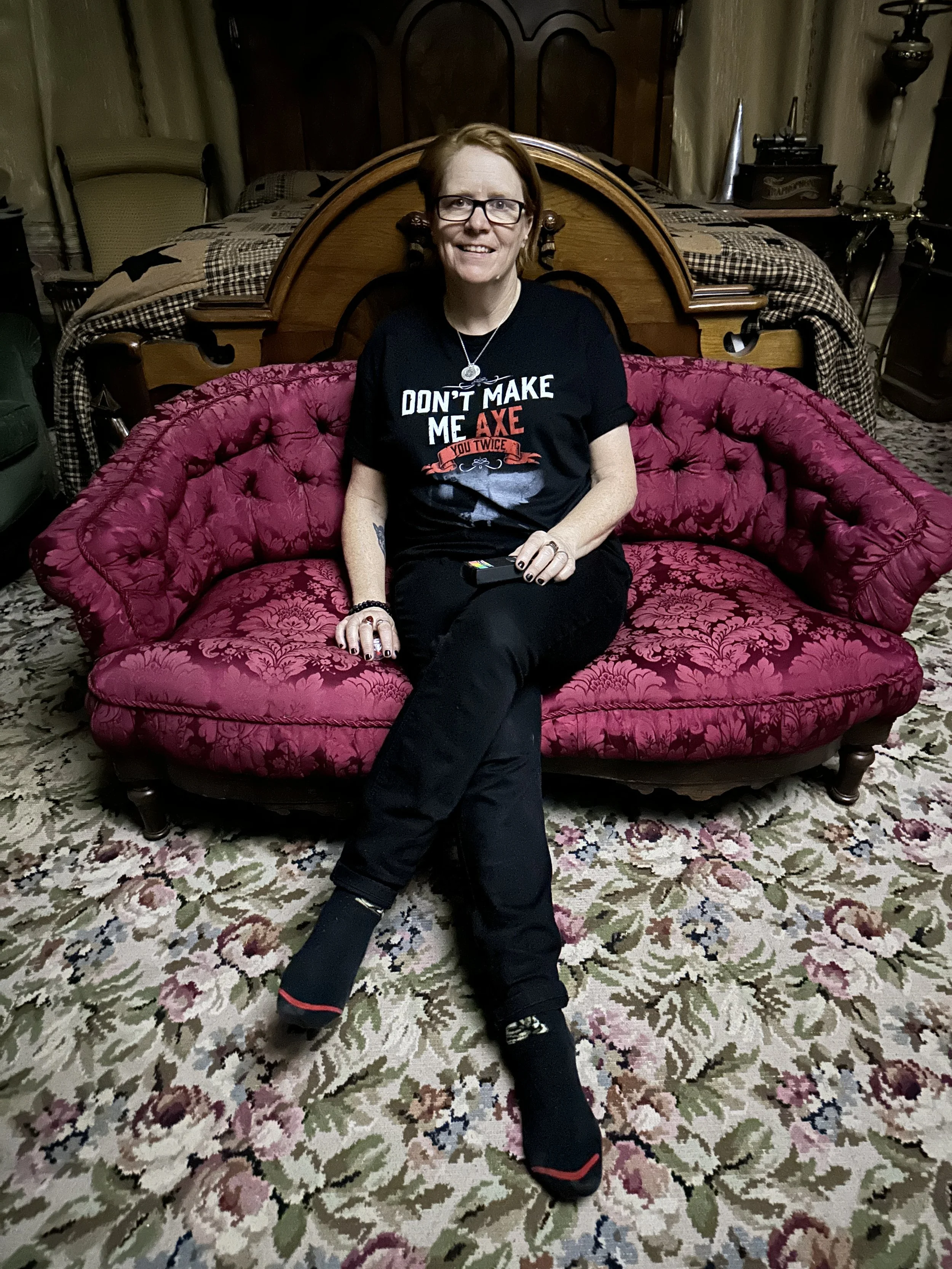 Hallozween founder Andrea Beattie inside the Mackay Mansion.
