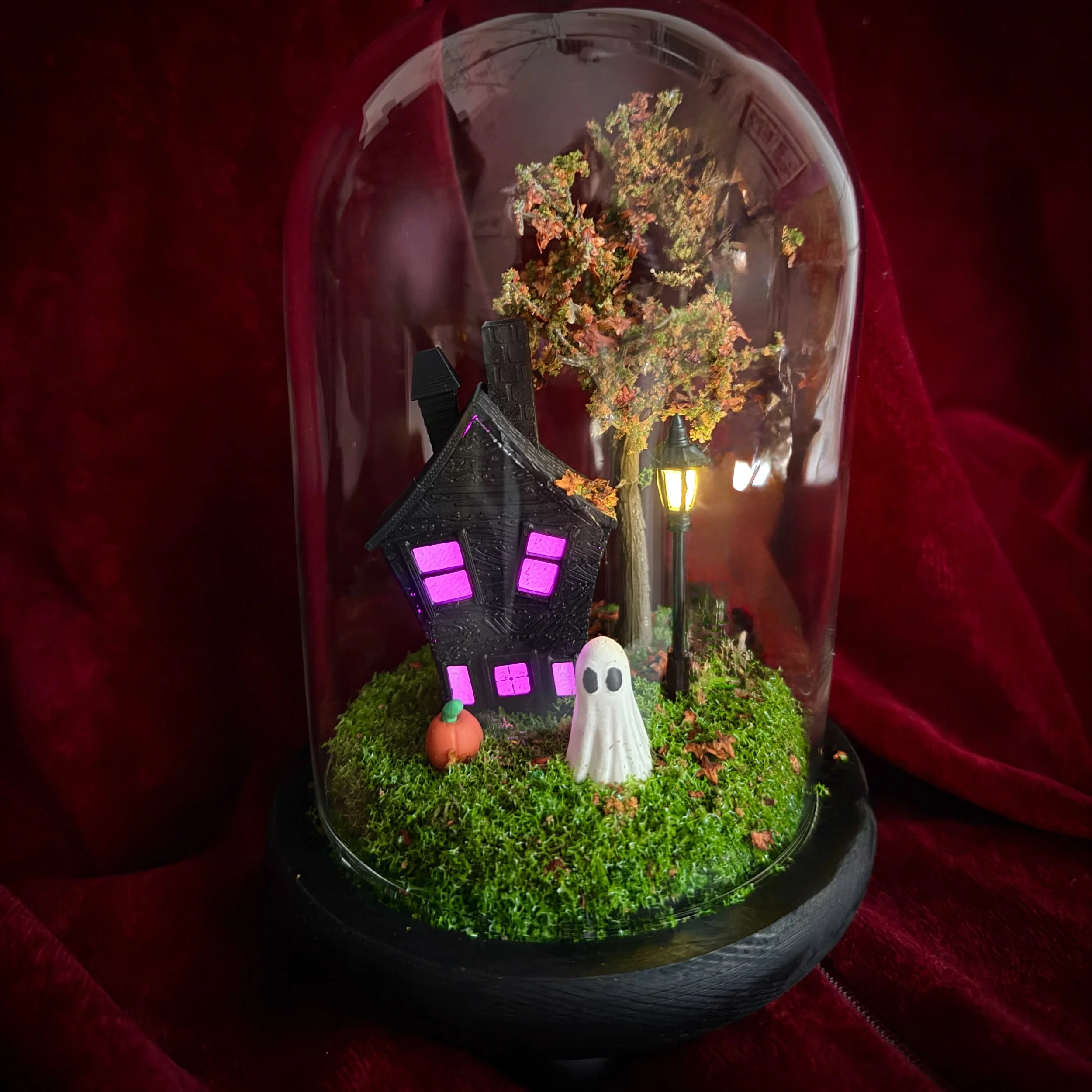 Handmade Haunted House Dome with LED Light – Halloween Decoration