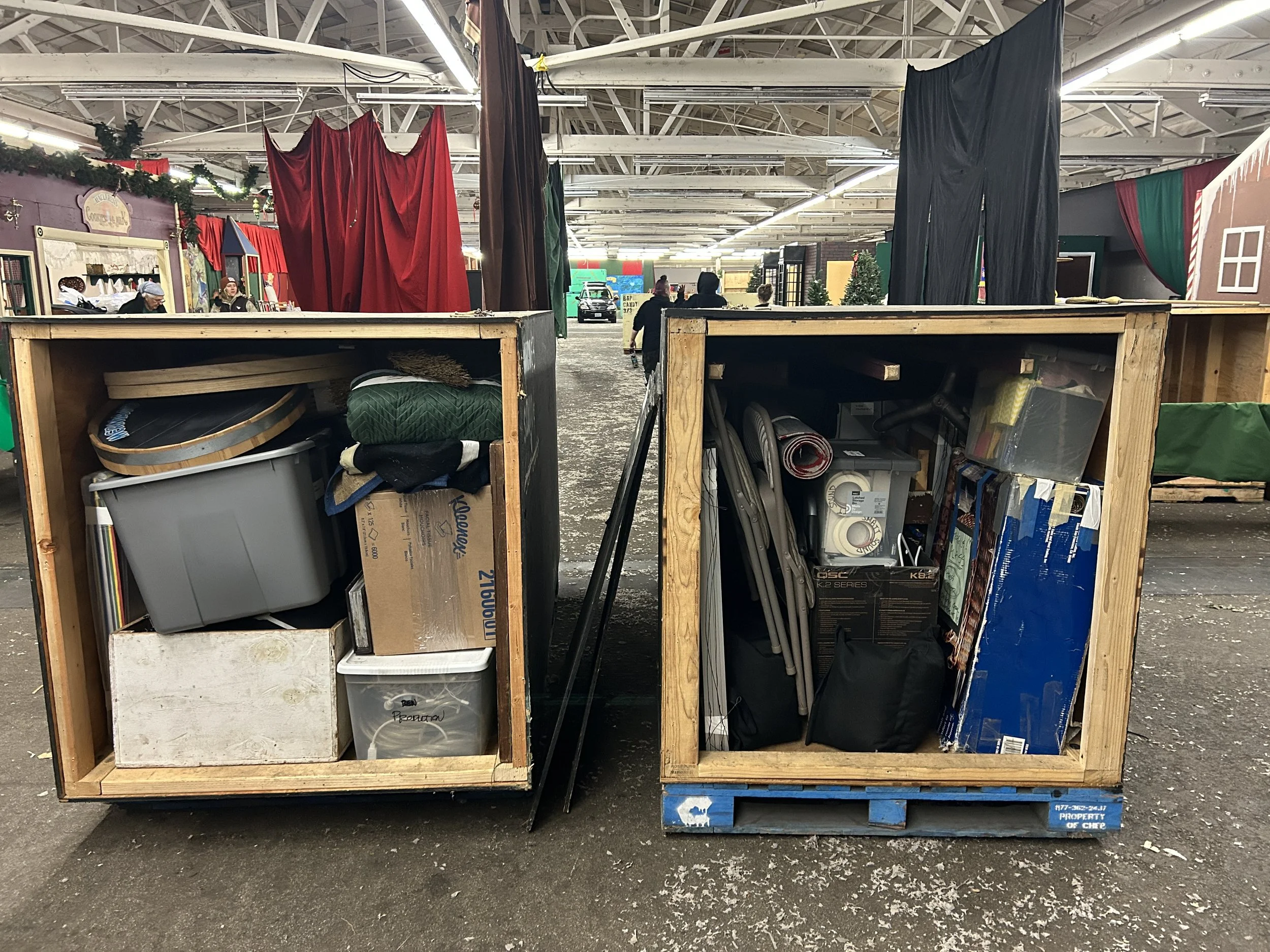 Stage Management road-box packing during DICKENS FAIR 2023 strike