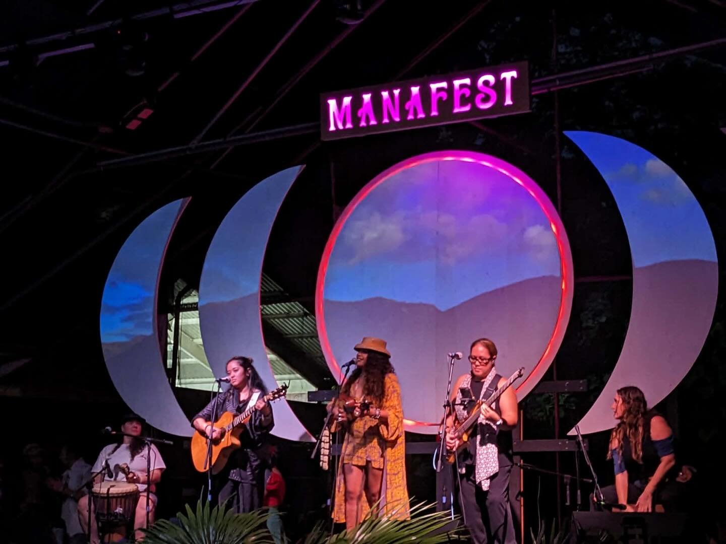 Hawane Rios, voice of Mauna Kea, with her band &amp; Hope Medford and Sara Tone together on stage Friday nite at ManaFest was powerful &amp; beautiful offering!  Hearts were moved by this show and the power of uniting the voices of mana wahine togeth