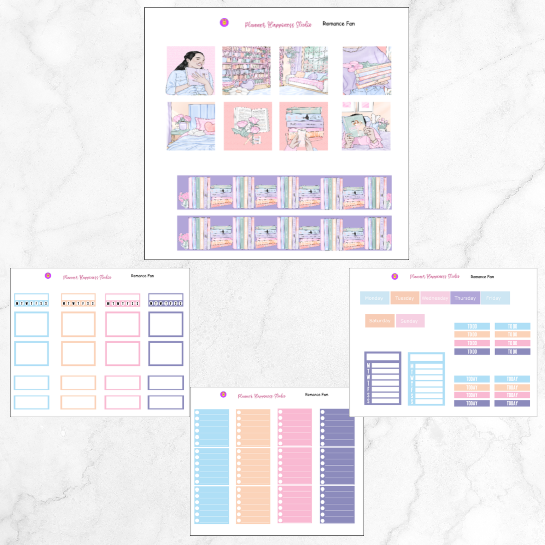 Romance Fan Hobonichi Cousin Sticker Kit