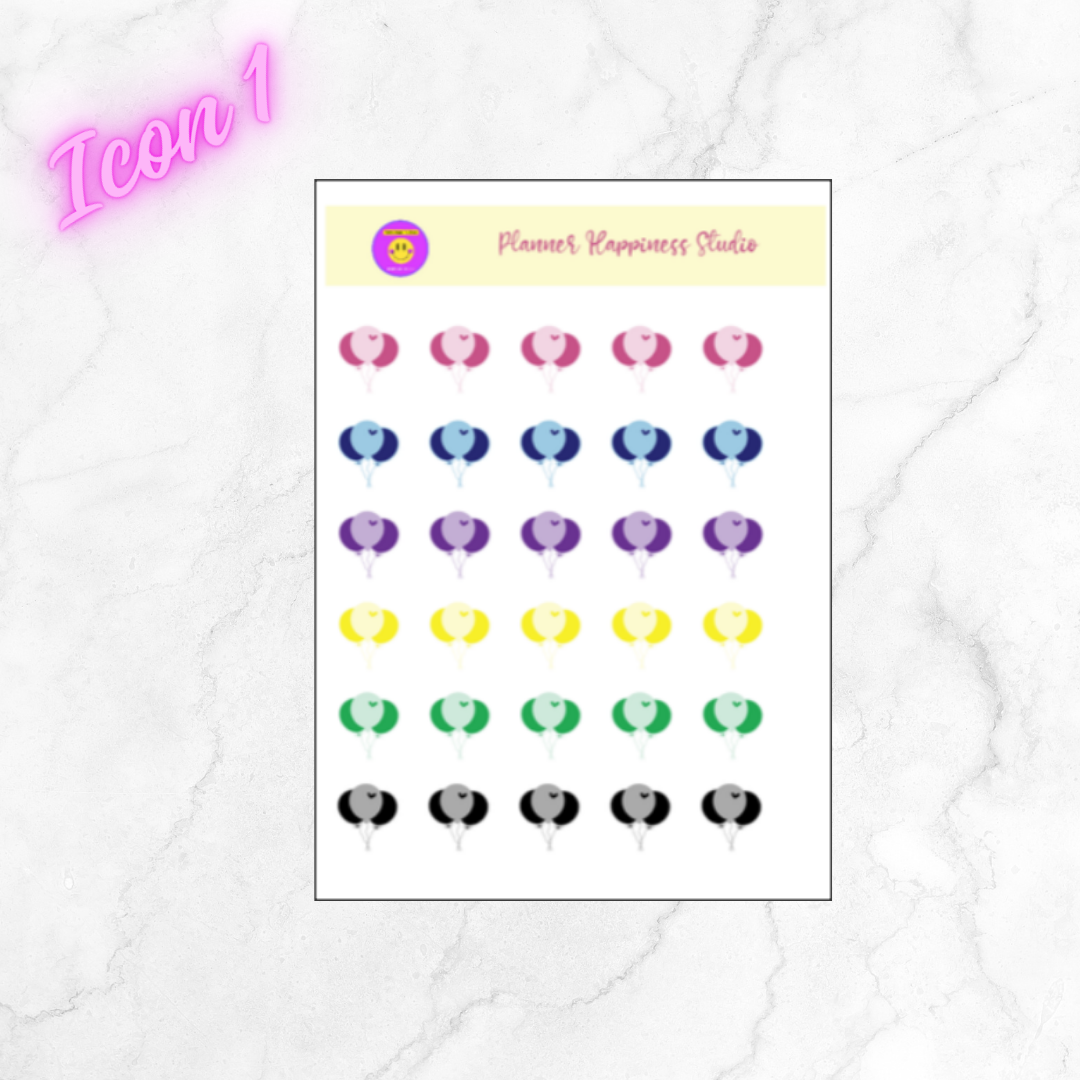 Icon 1 Birthday Balloon's Sticker Sheet