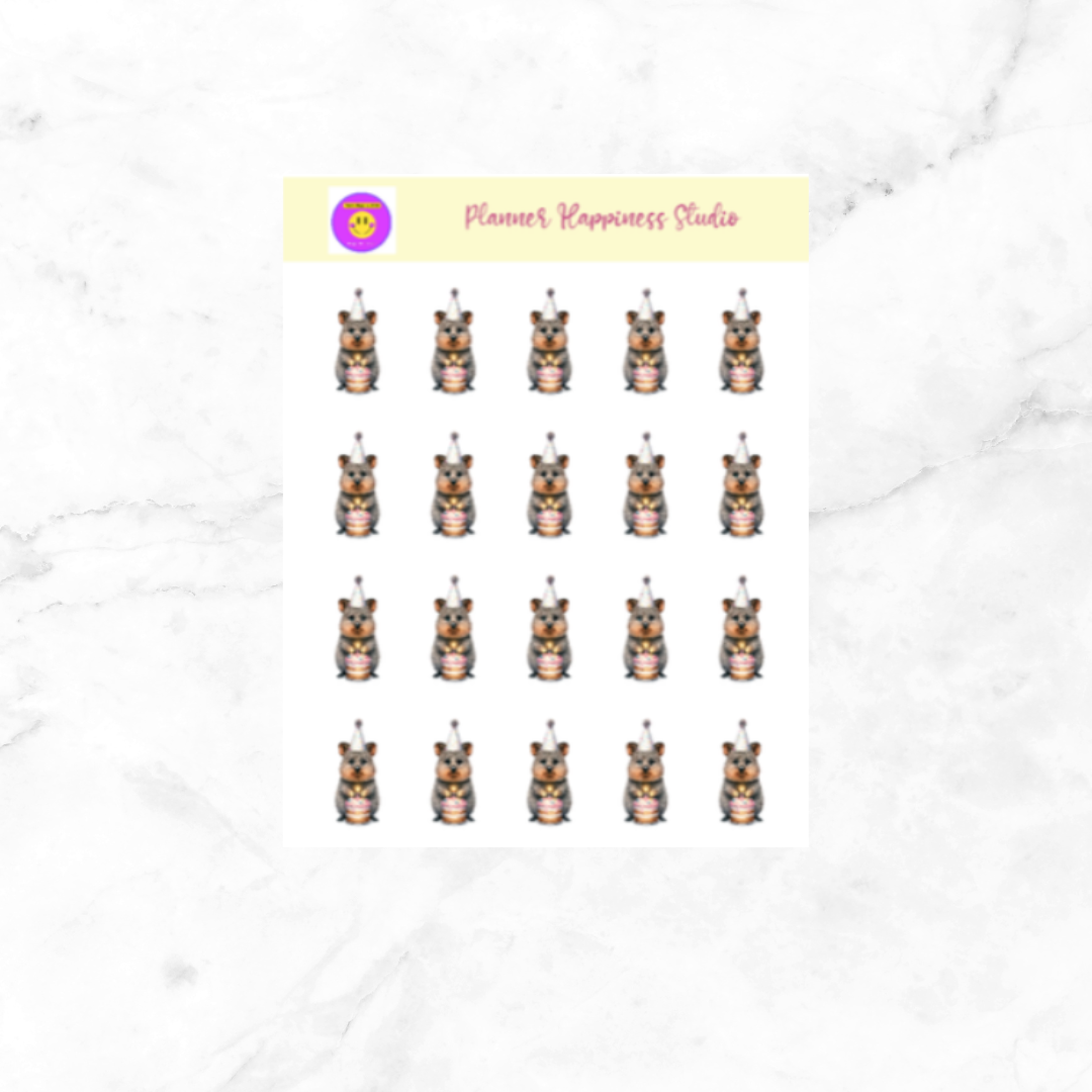Quokka Birthday Deco Sticker Sheet