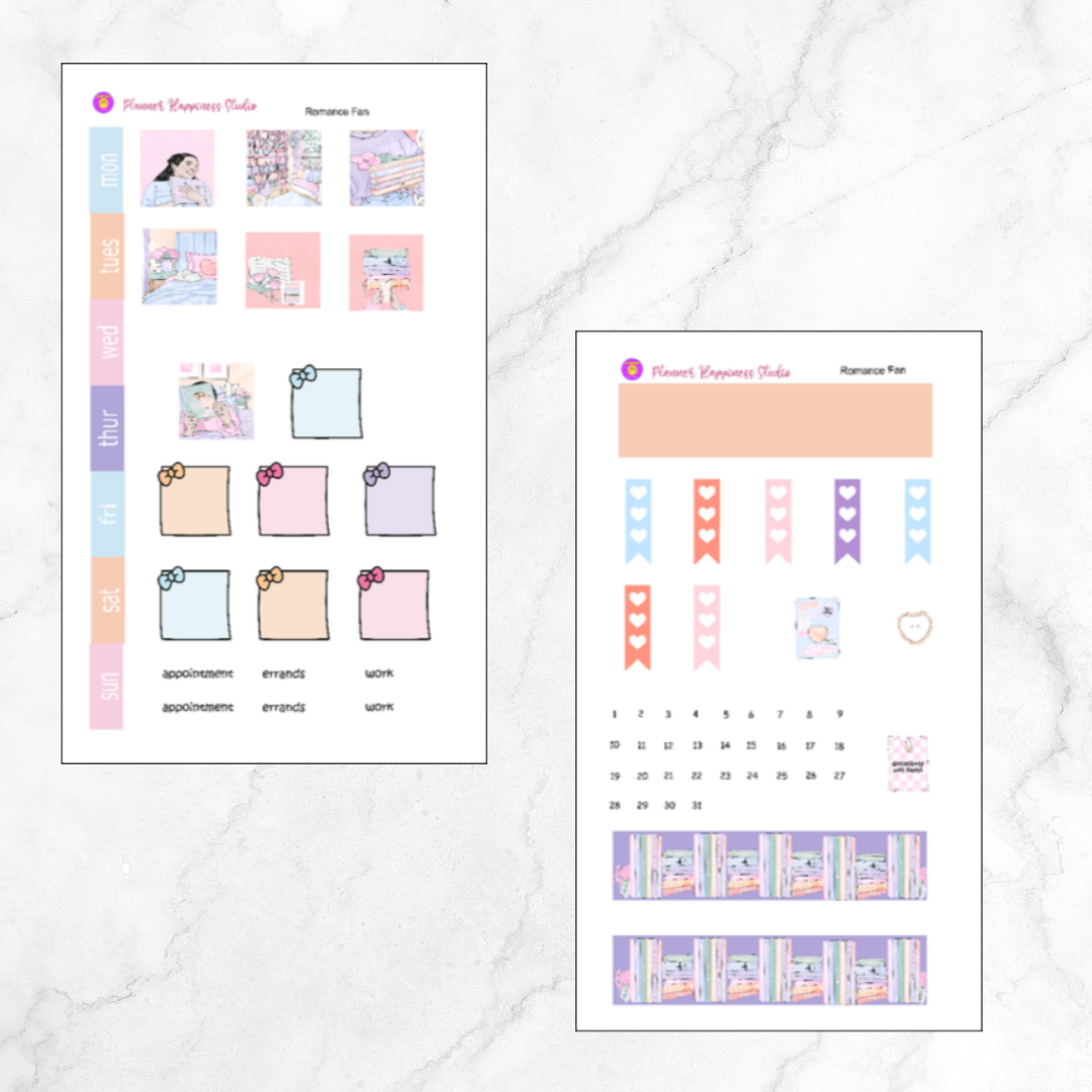 Romance Fan Mini Sticker Kit (Hobonichi/Mini Mallow/Lime Mini)