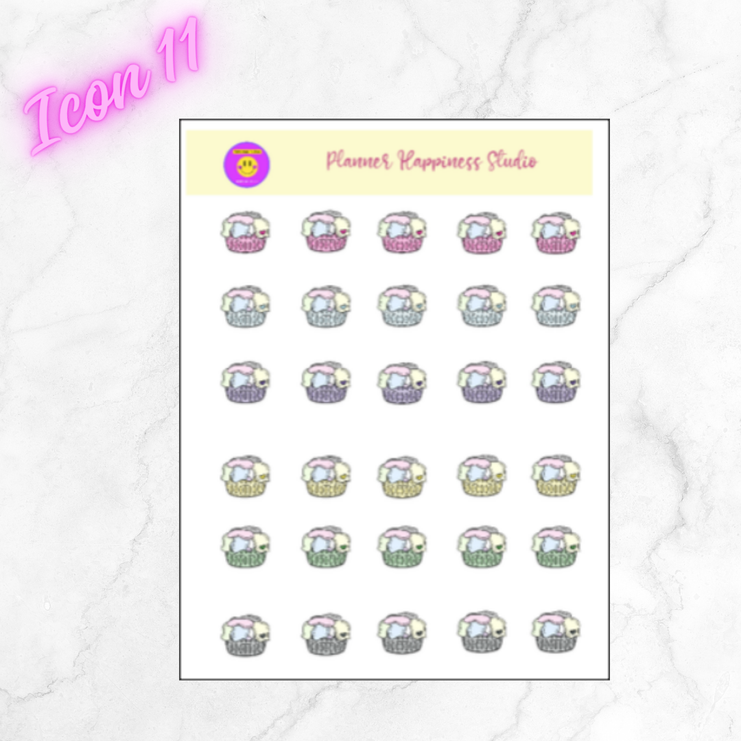 Icon 11 Washing Basket Sticker Sheet