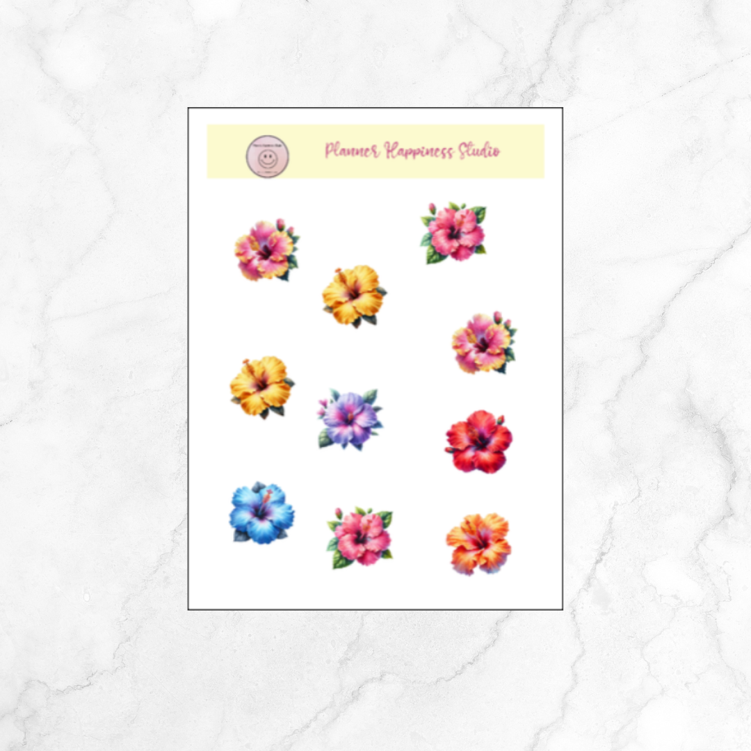 Hibiscus Deco Sticker Sheet