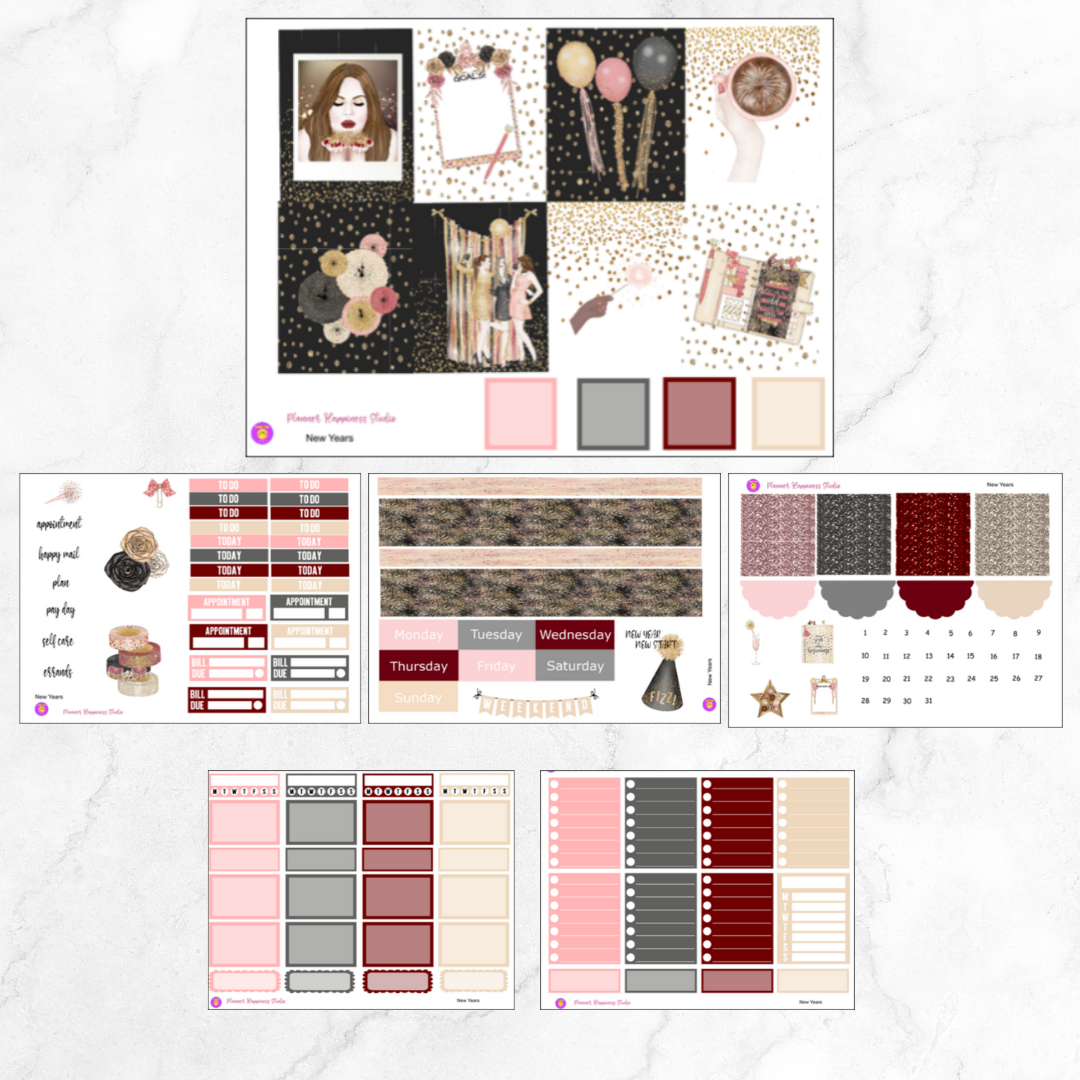 New Years Vertical Sticker Kit