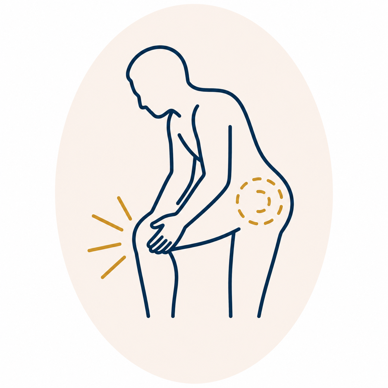 Illustration of person experiencing knee, hip and joint pain