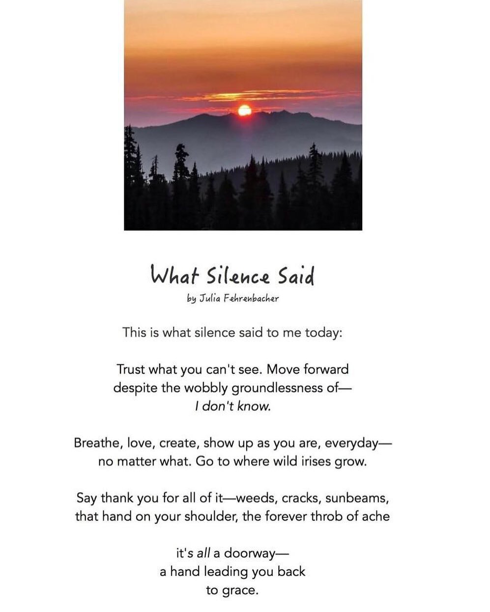 What Silence said by Julia Fehrenbacher #poetryoftheday #saltlakecitytherapy