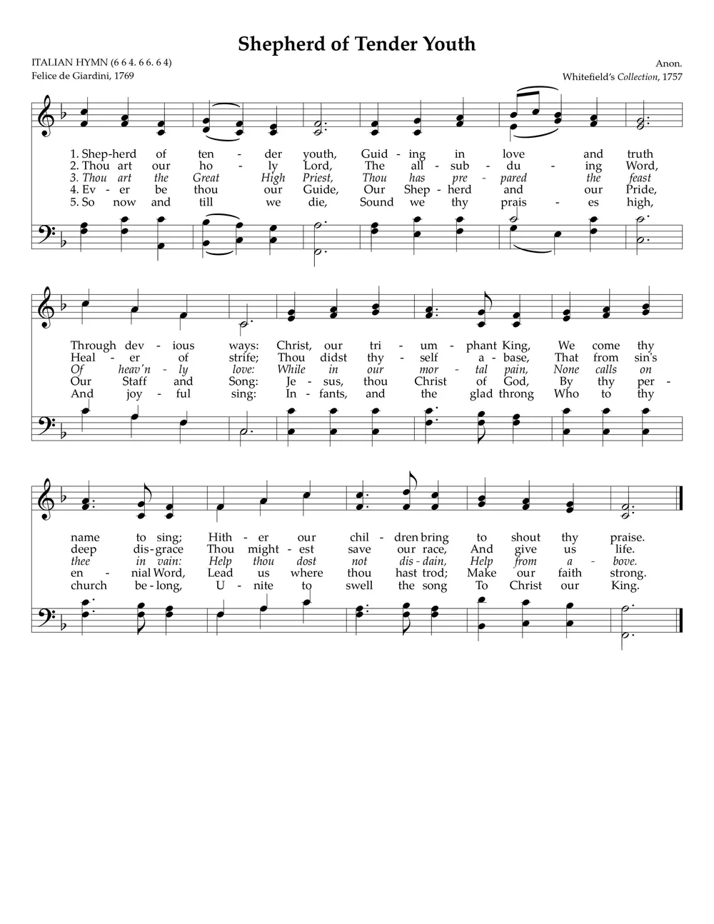 Shepherd of Tender Youth — Reformation Covenant Church