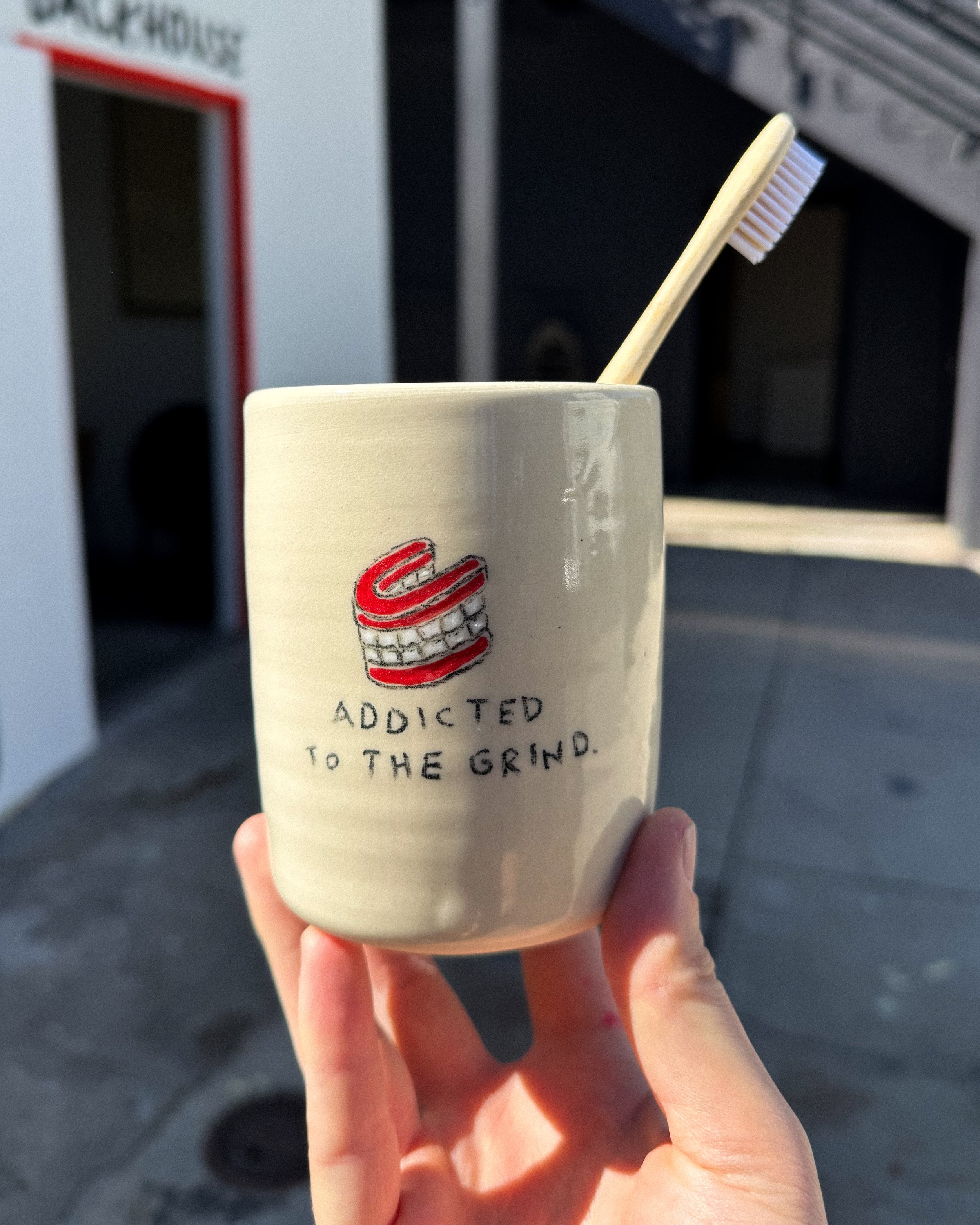 Addicted to the Grind Toothbrush Holder