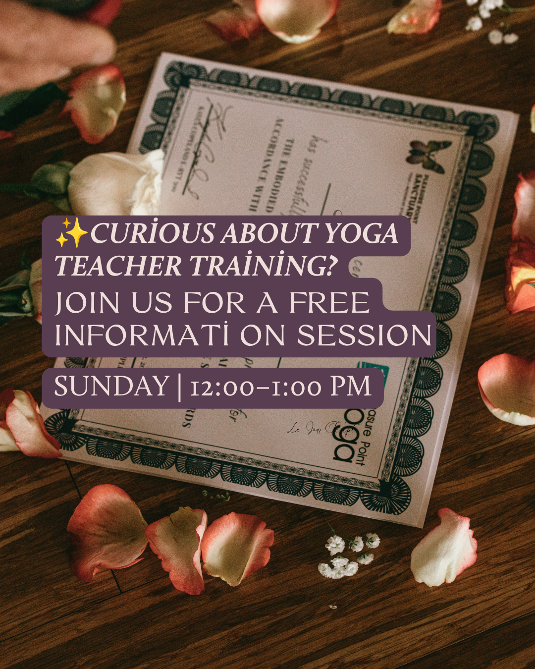 FREE INFO SESSIONS: Upcoming Yoga Teacher Training Programs