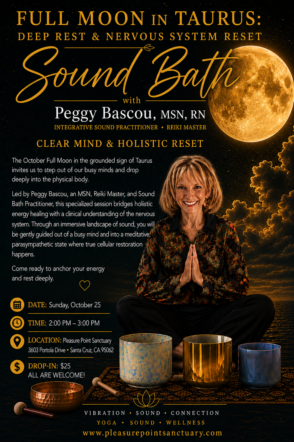 Full Moon in Taurus Sound Bath: Deep Rest &amp; Nervous System Reset with Peggy Bascou