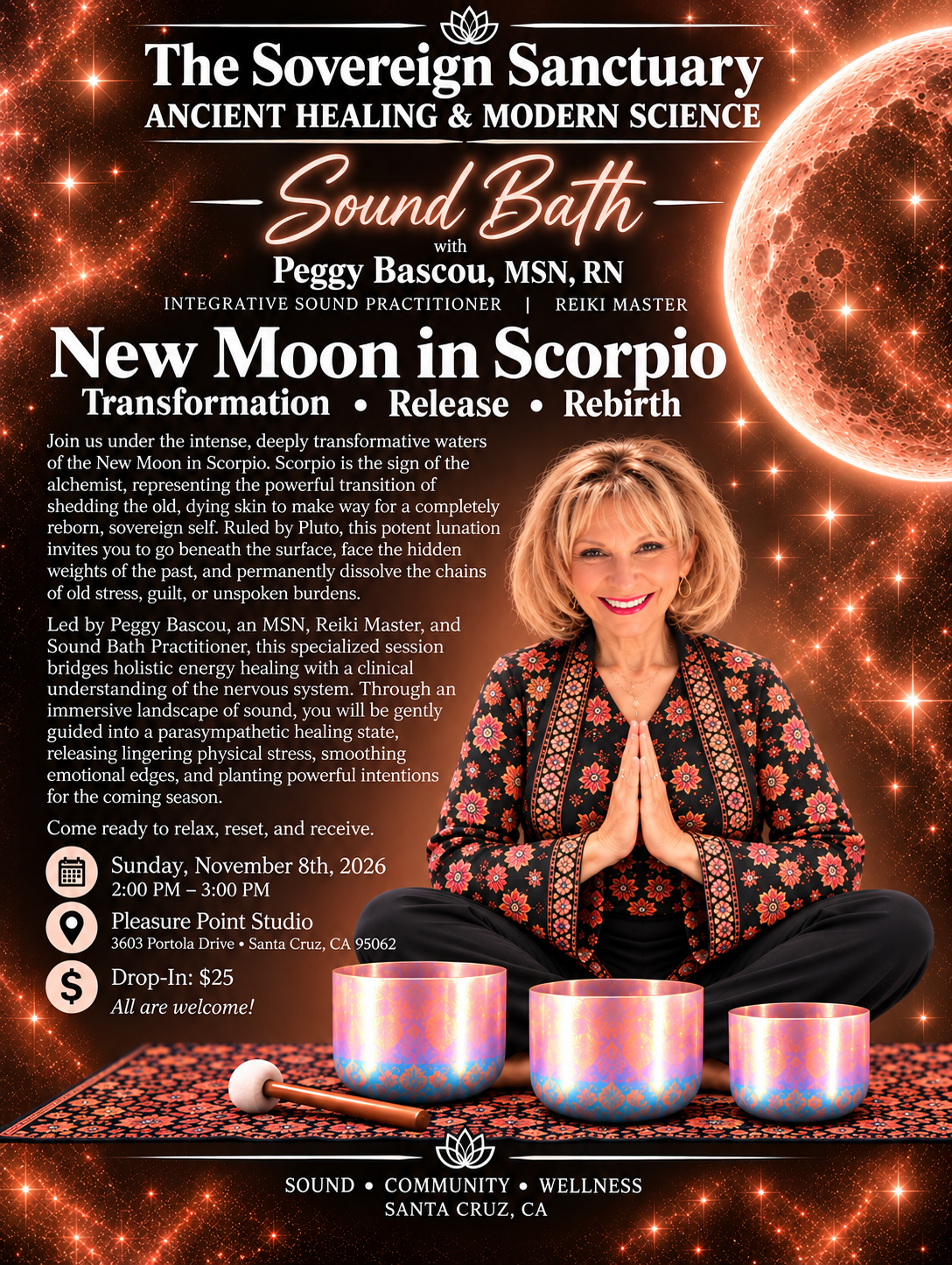 Sound Bath: New Moon in Scorpio - Emotional Transformation + Inner Power with Peggy Bascou