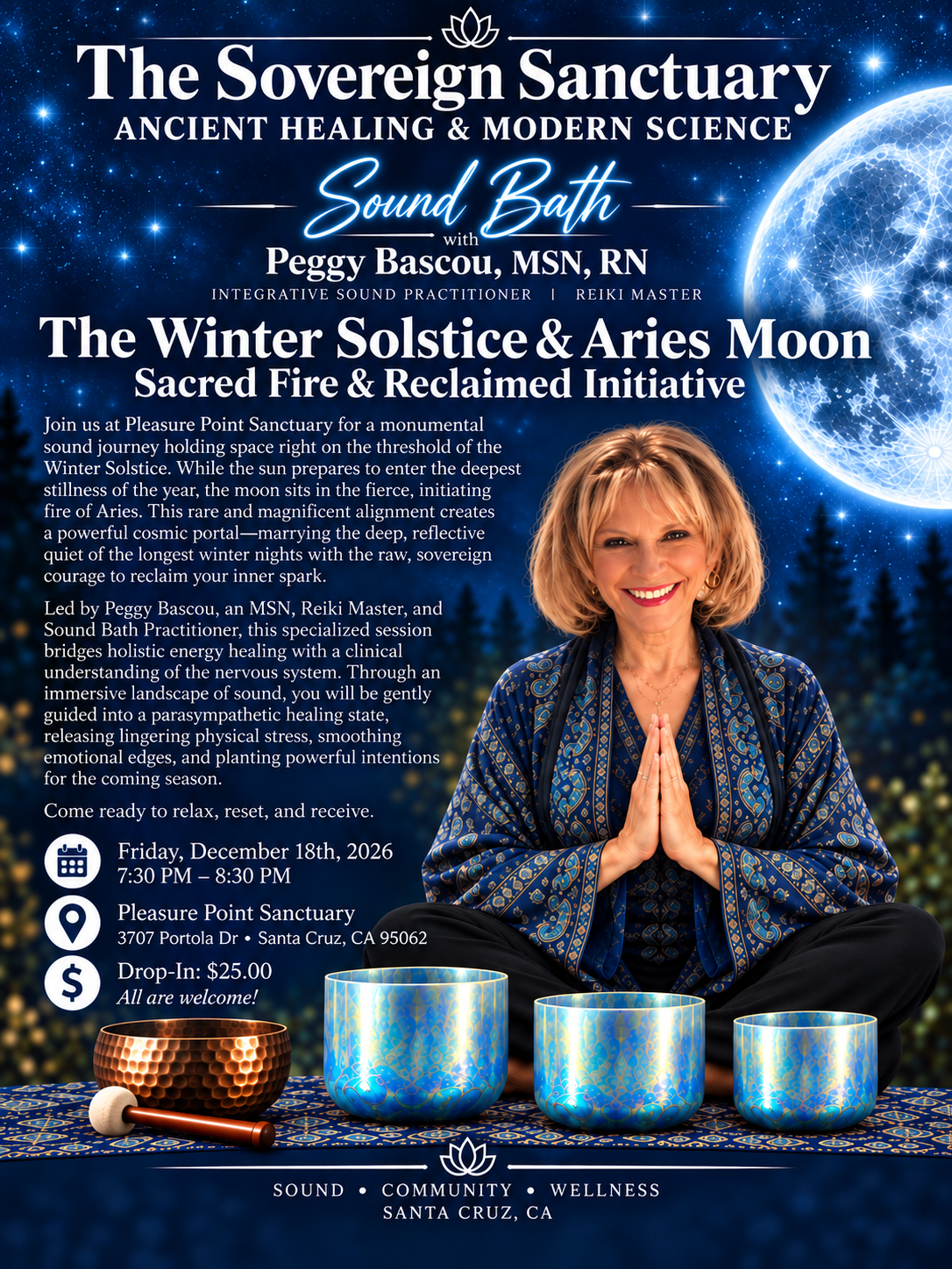 Sound Bath: Winter Solstice &amp; Aries Moon Celebration with Peggy Bascou