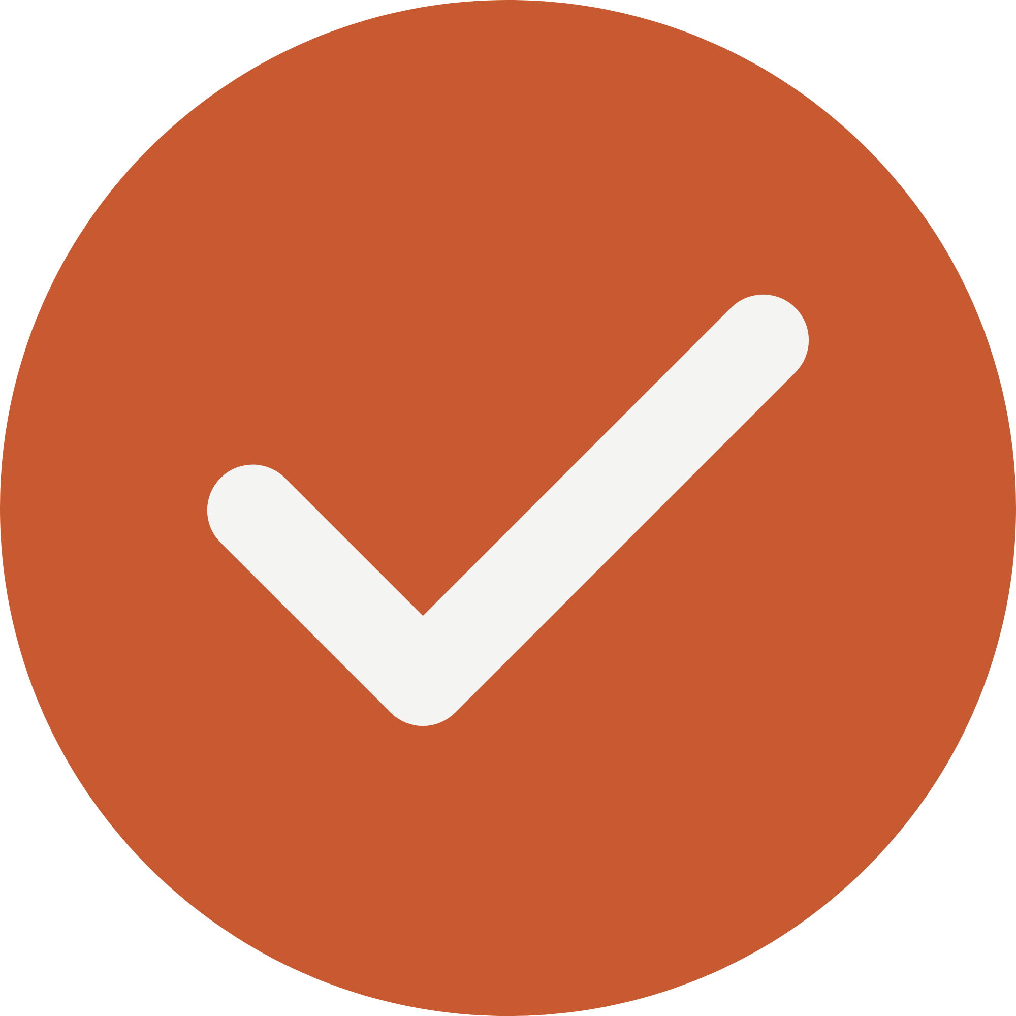 An orange circular icon with a white checkmark inside.