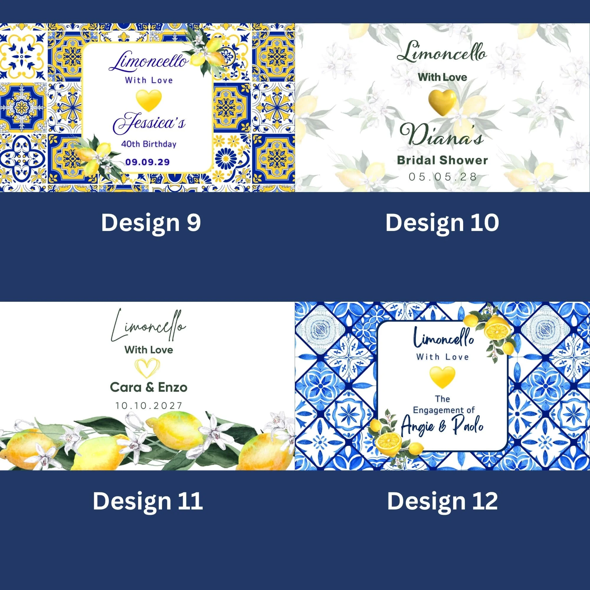 DIY Limoncello square 50ml Frosted Glass Bottles