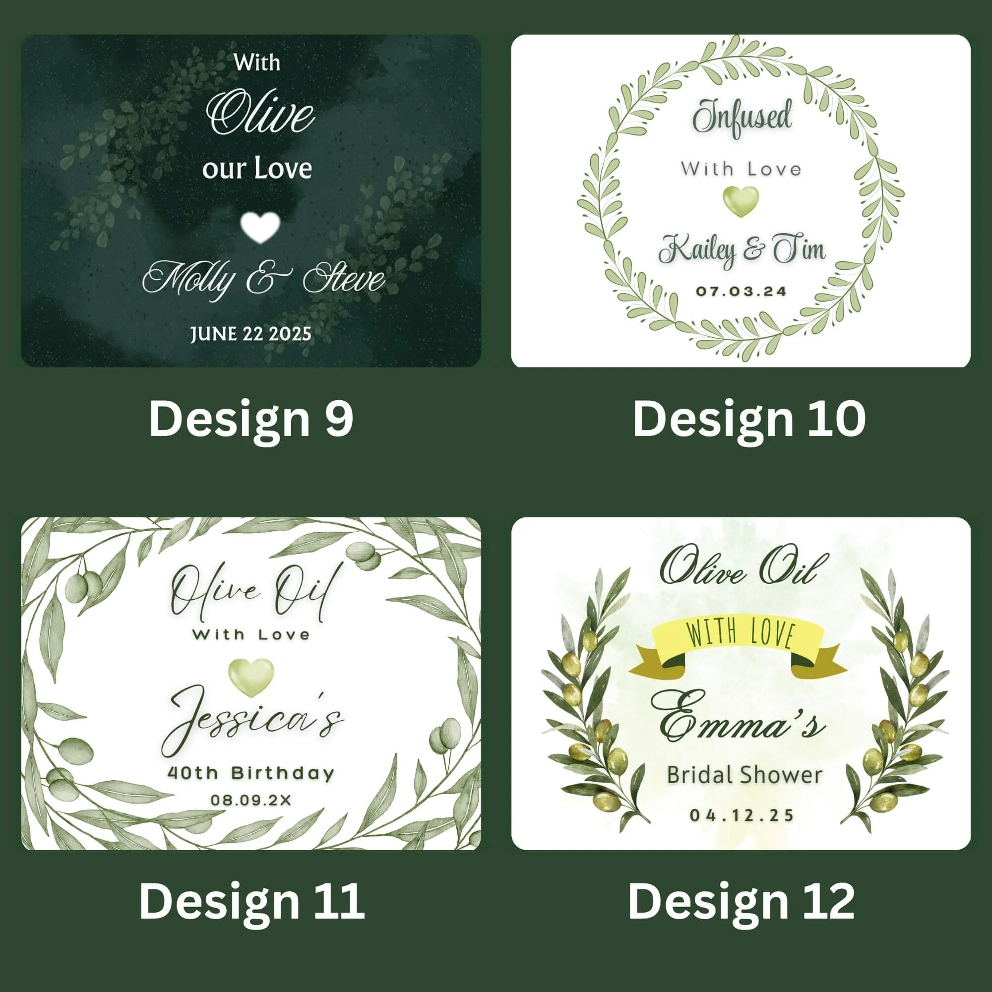 50ml green glass bottle filled with extra virgin olive oil wedding favour (Copy) (Copy)