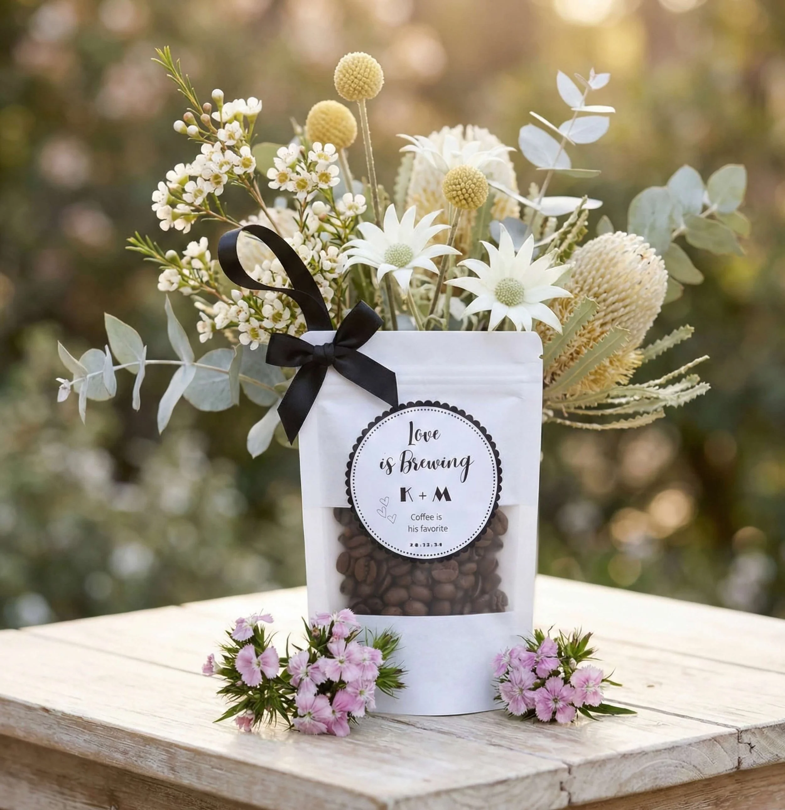 Personalised coffee favours for weddings and events By Luna Australia