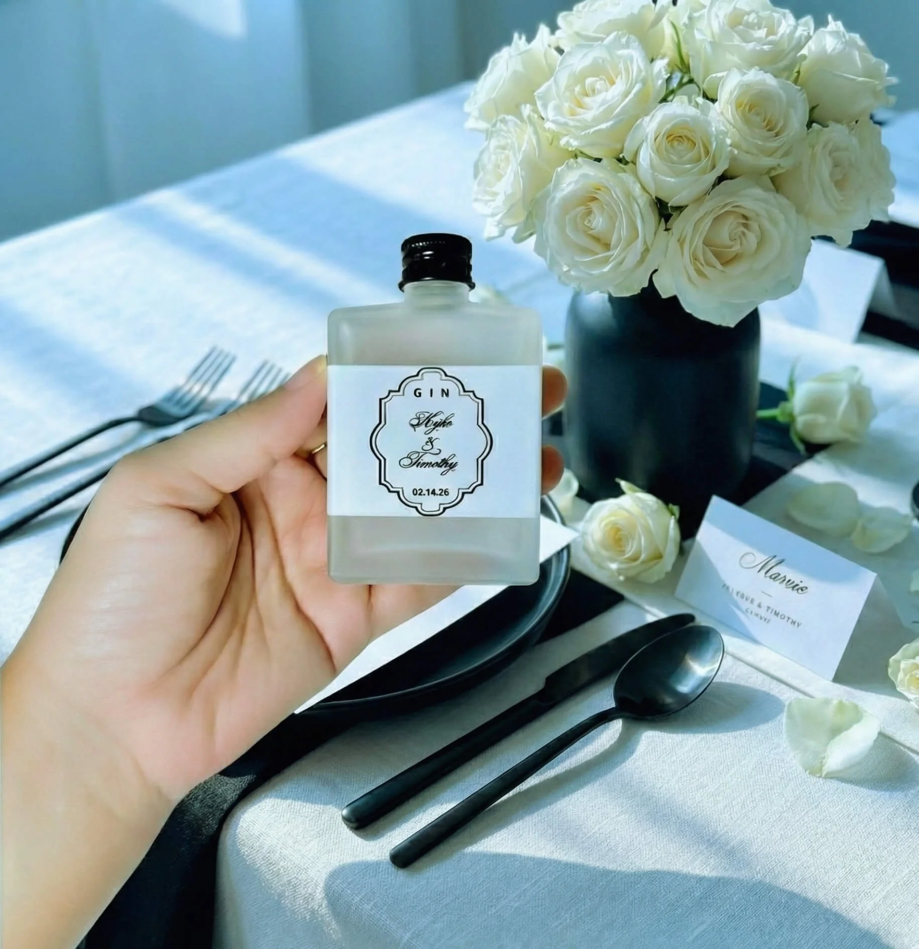 DIY Limoncello square 50ml Frosted Glass Bottles