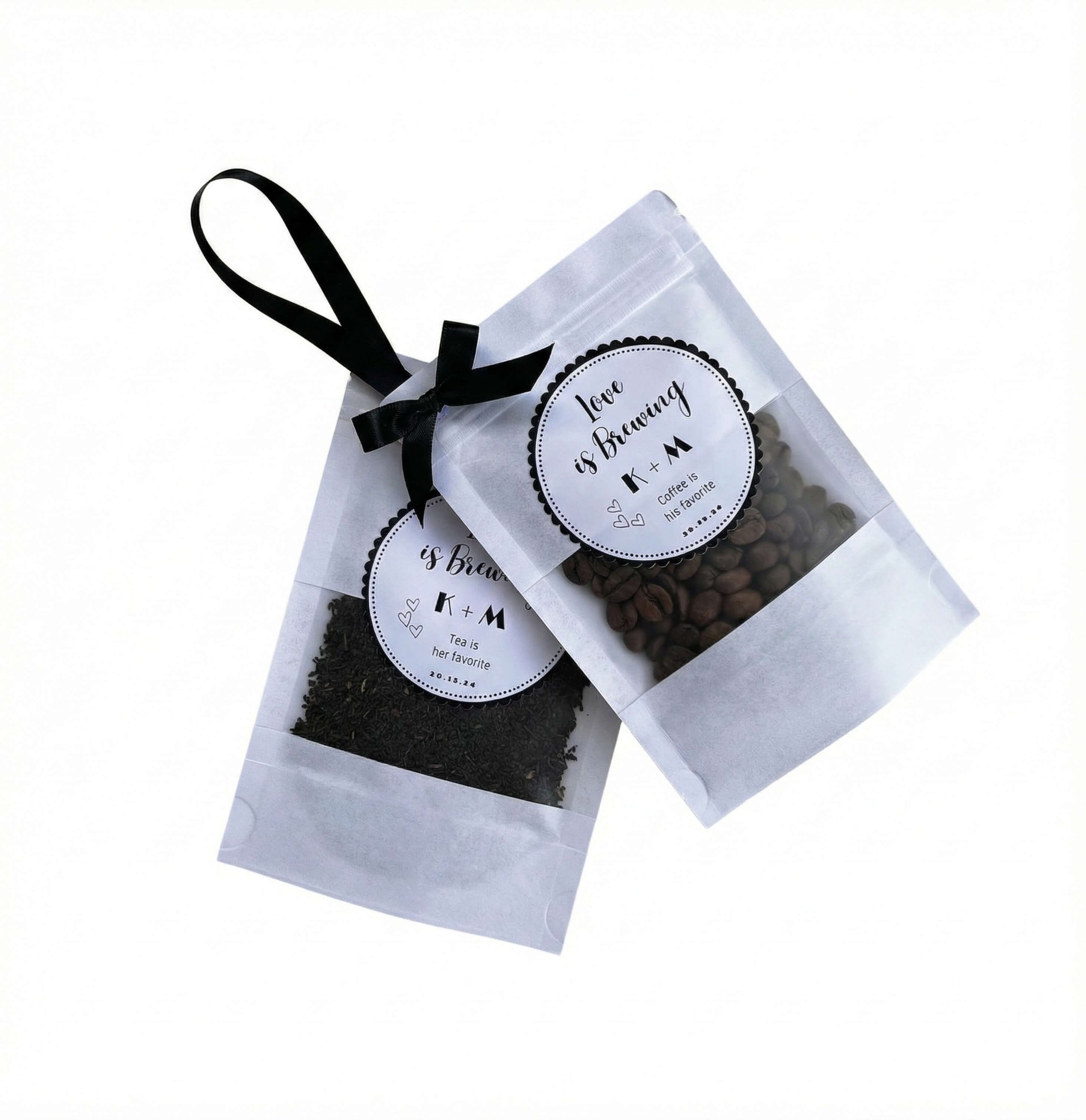 Duo Bag Coffee & Tea Favours – Personalized Bonbonniere for Weddings & Events Australia