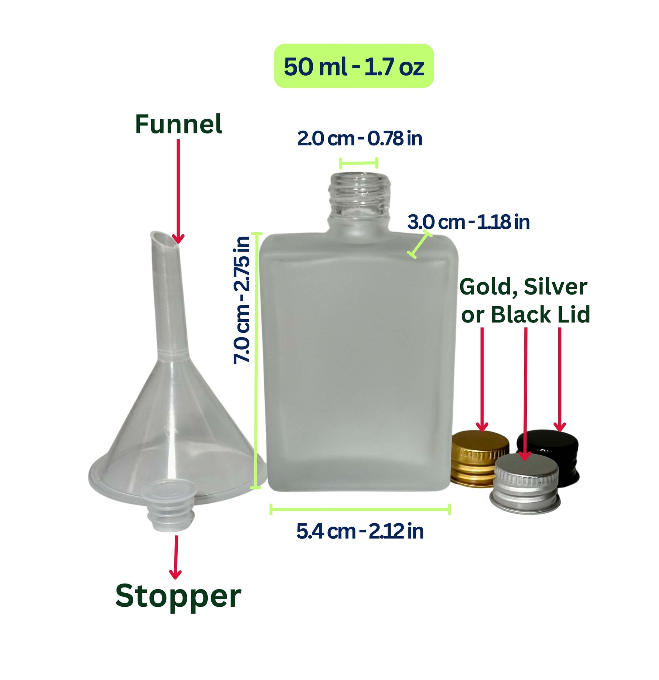 DIY Limoncello square 50ml Frosted Glass Bottles