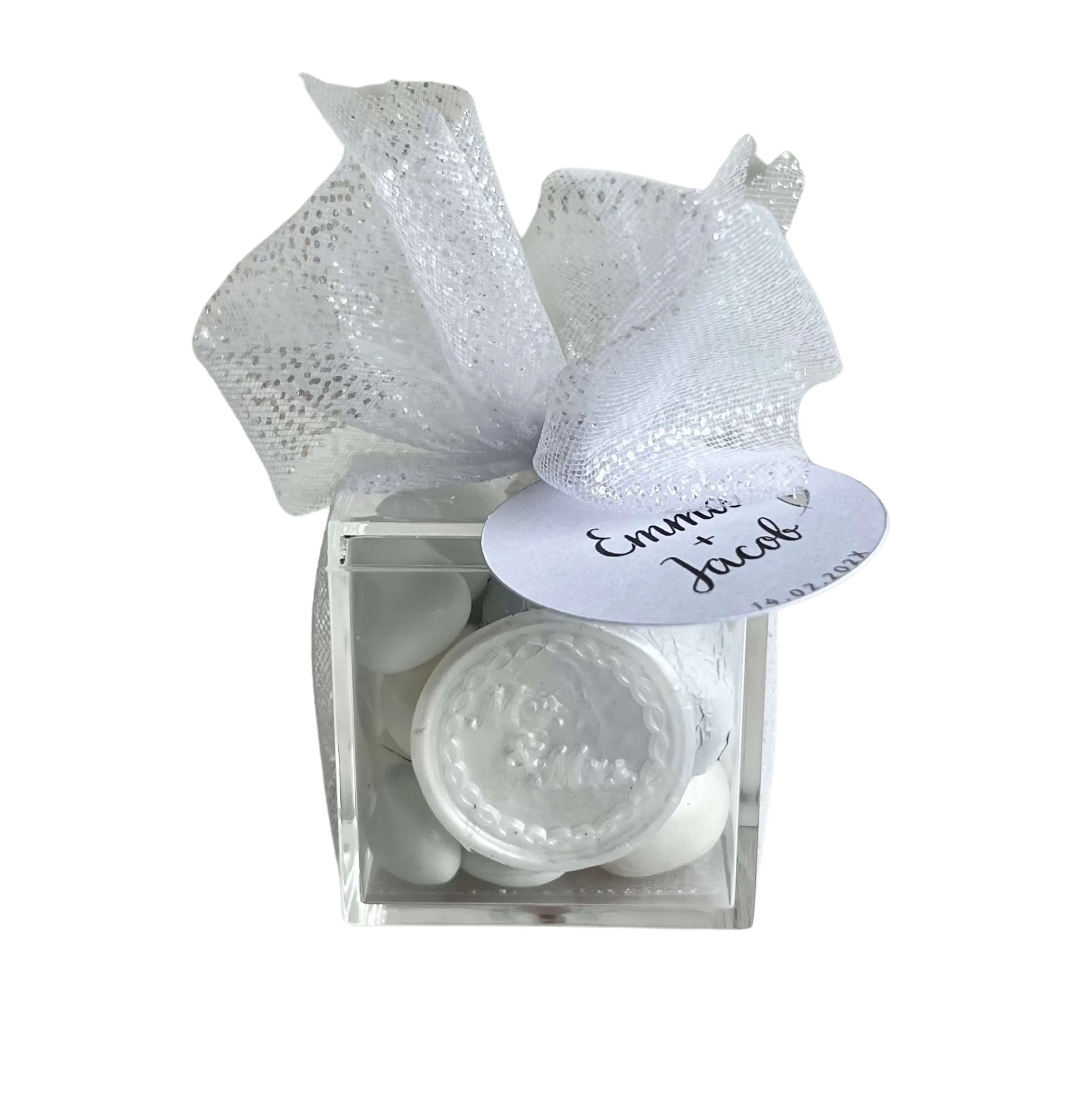 acrylic chocolate boxes shimmer tulle wedding and event favour Australia