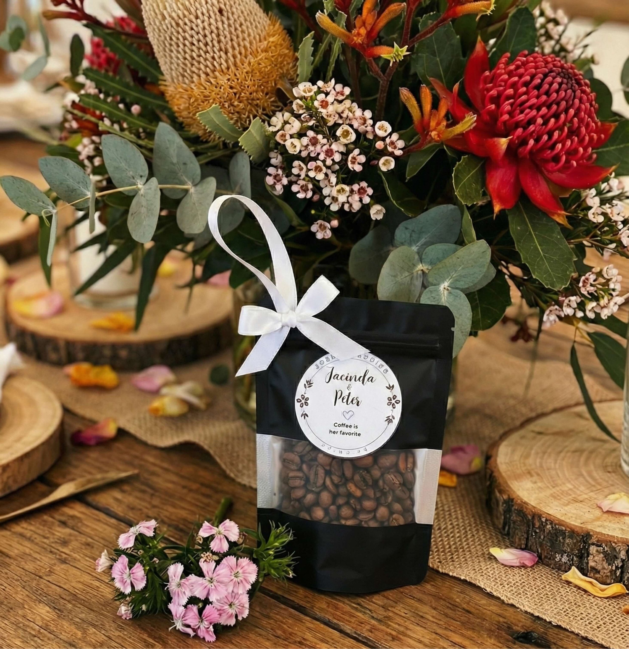 Duo bag coffee and tea wedding favour personalized guest favours By Luna Australia