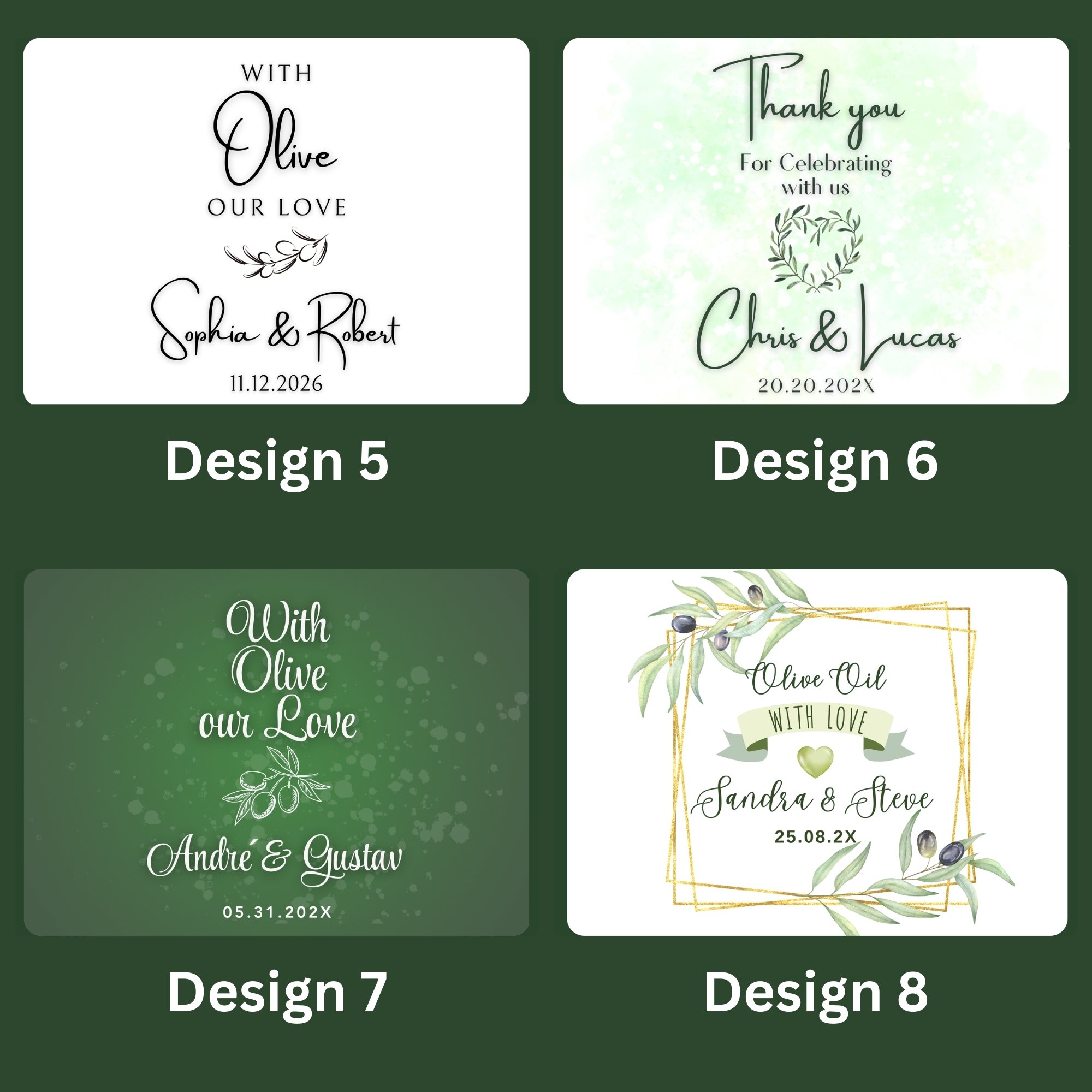 20ml glass tube filled with extra virgin olive oil for Mediterranean wedding