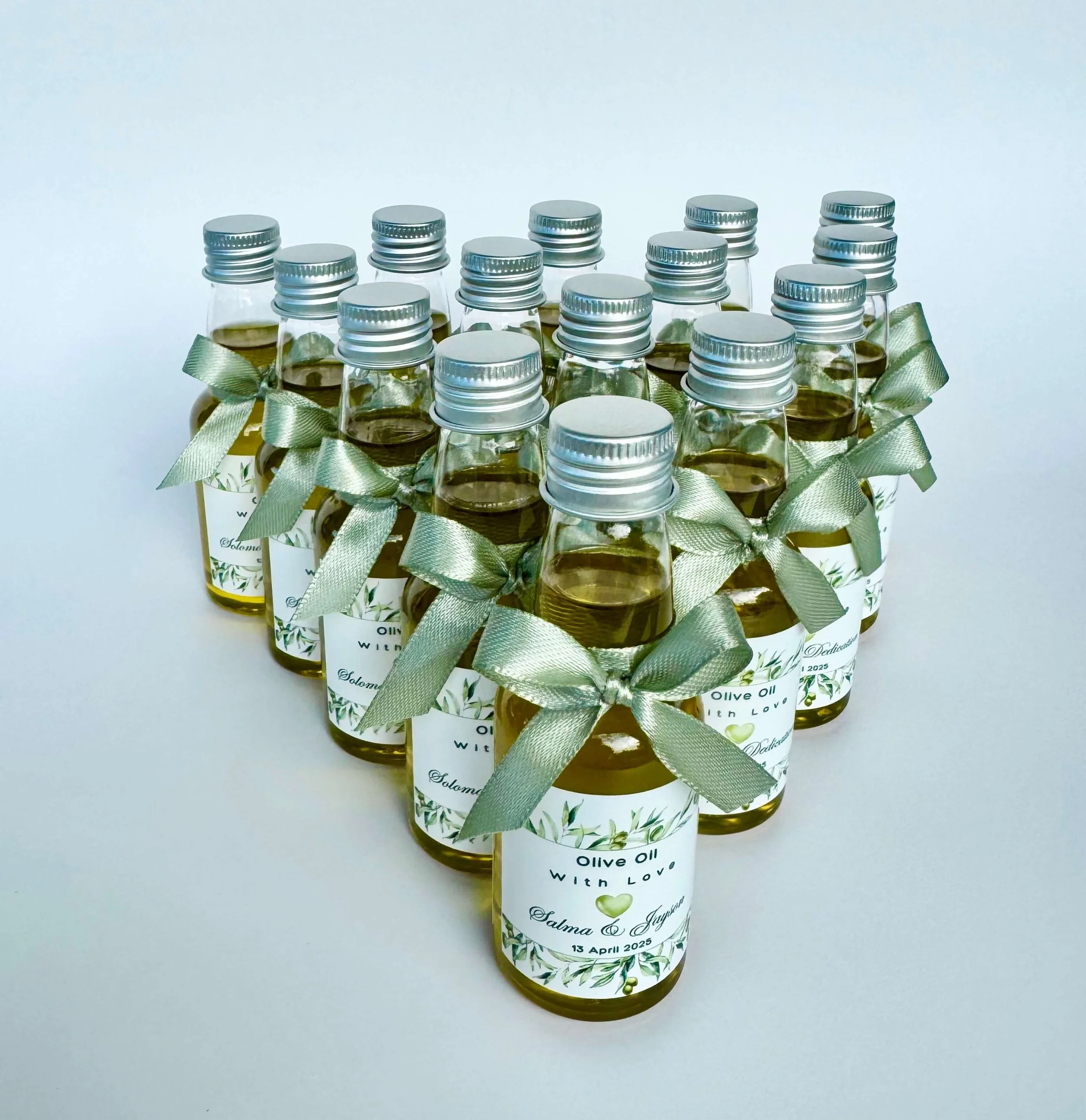 Personalised extra virgin olive oil bonbonniere 60ml plastic bottle wedding favour By Luna Australia