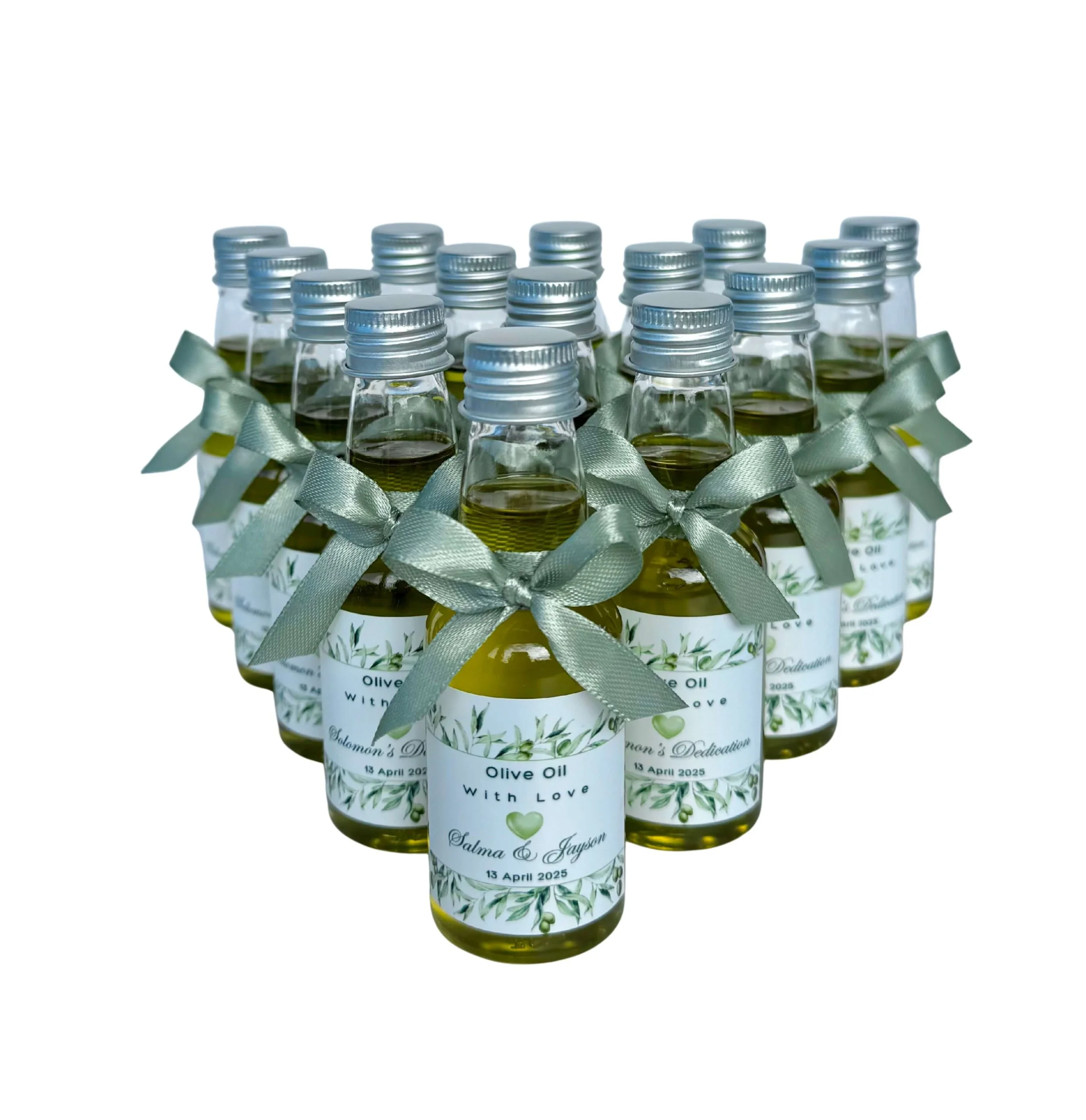 Personalised extra virgin olive oil bonbonniere 60ml plastic bottle wedding favour By Luna Australia