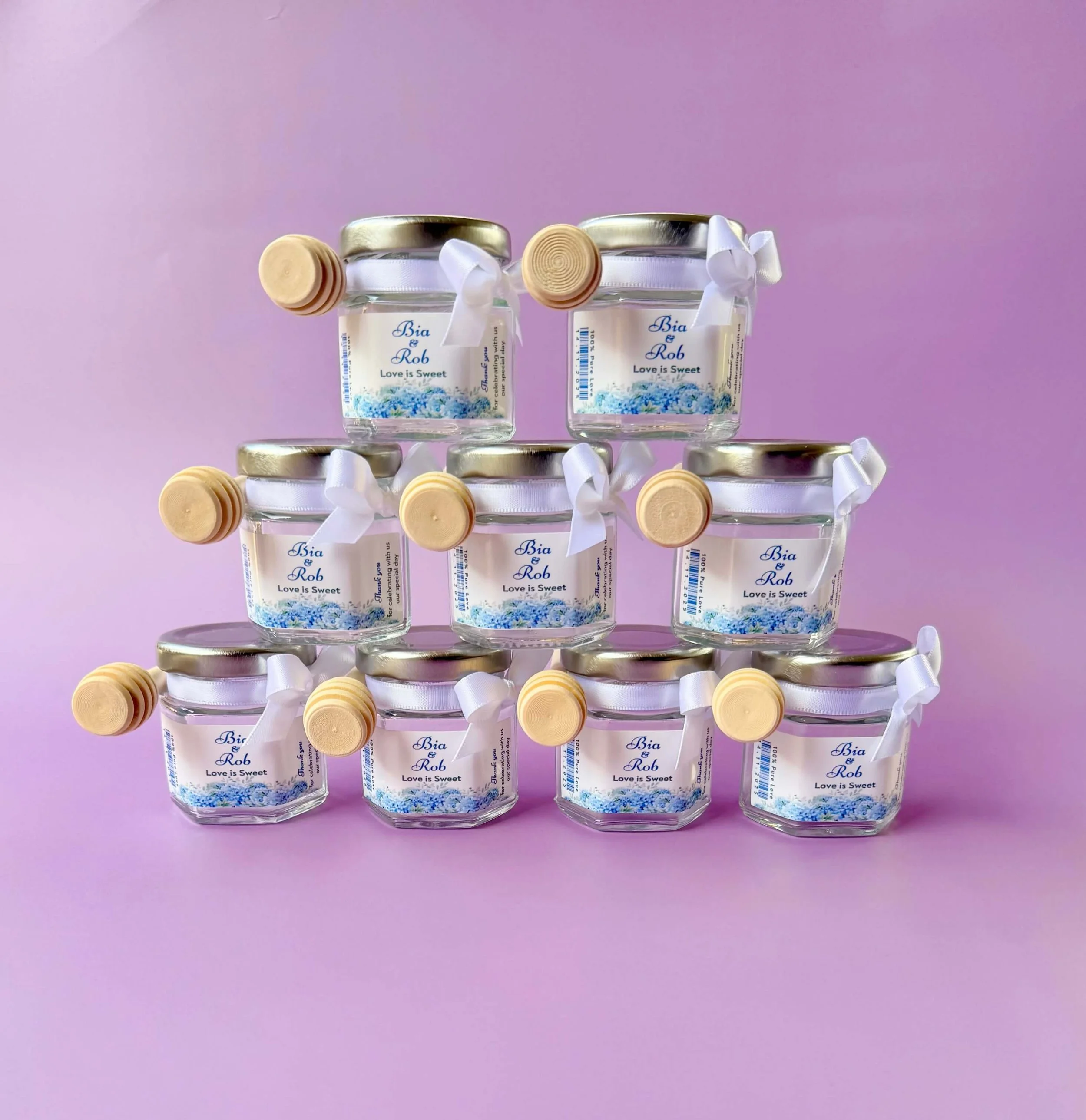 DIY honey jar with Silver lid and personalized tag