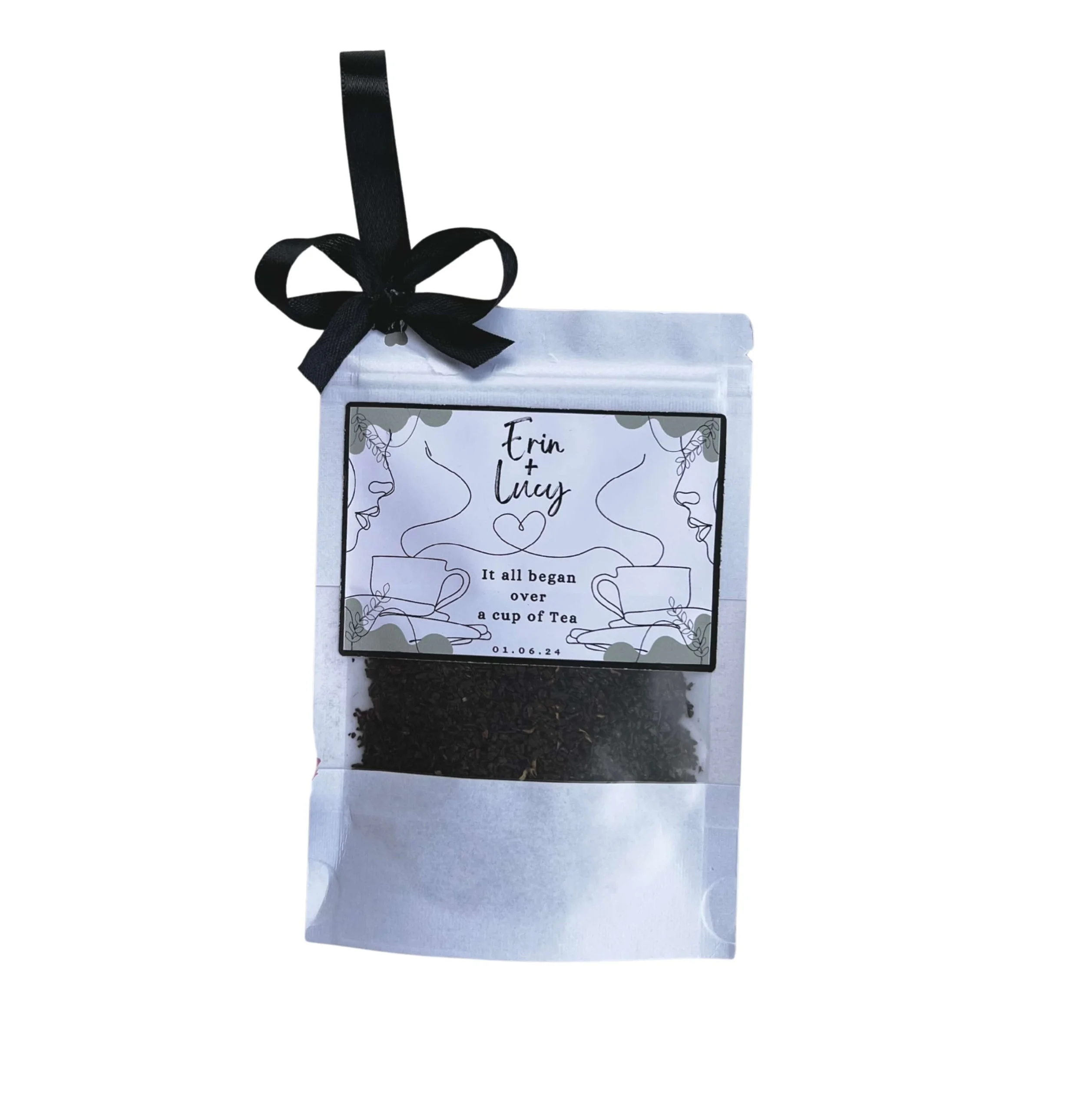 Loose tea bag personalised wedding and event favours with custom label By Luna Australia