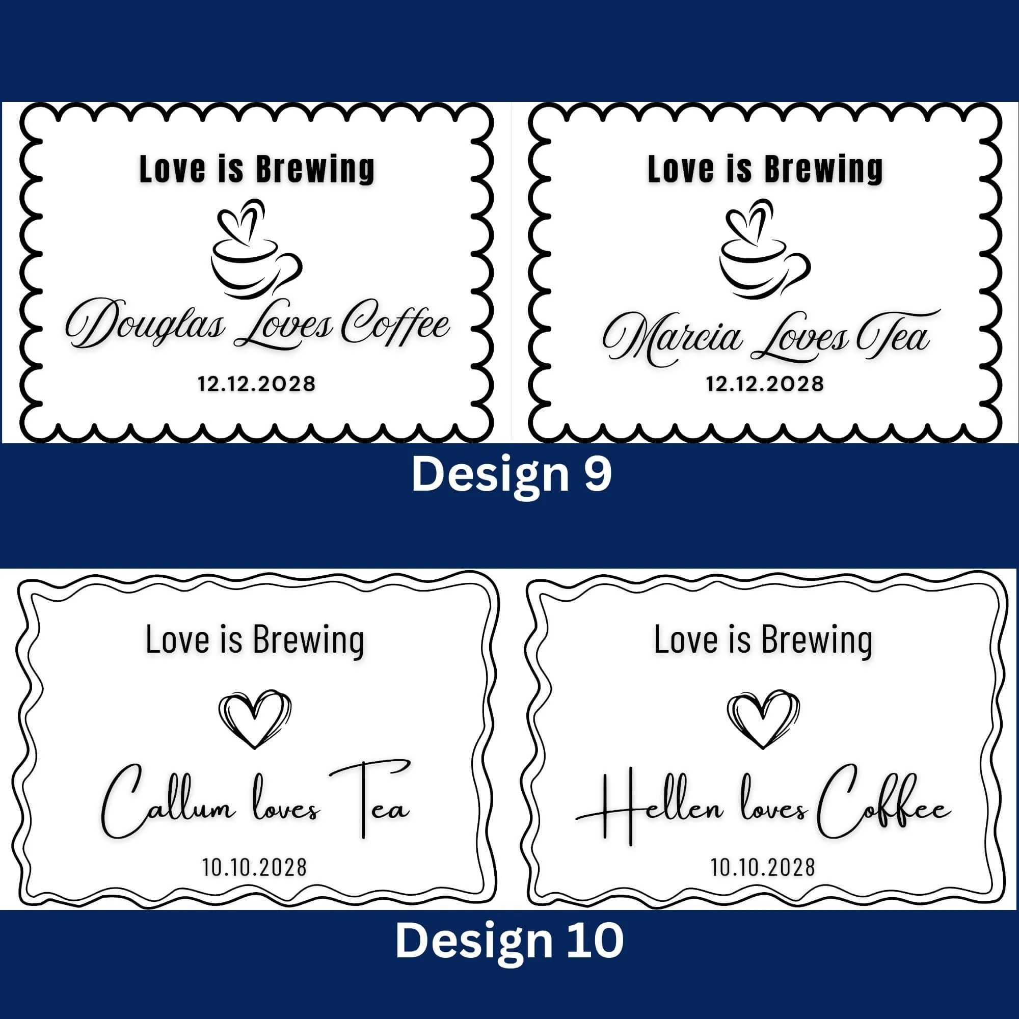 Duo bag coffee and tea wedding favour personalized guest favours By Luna Australia