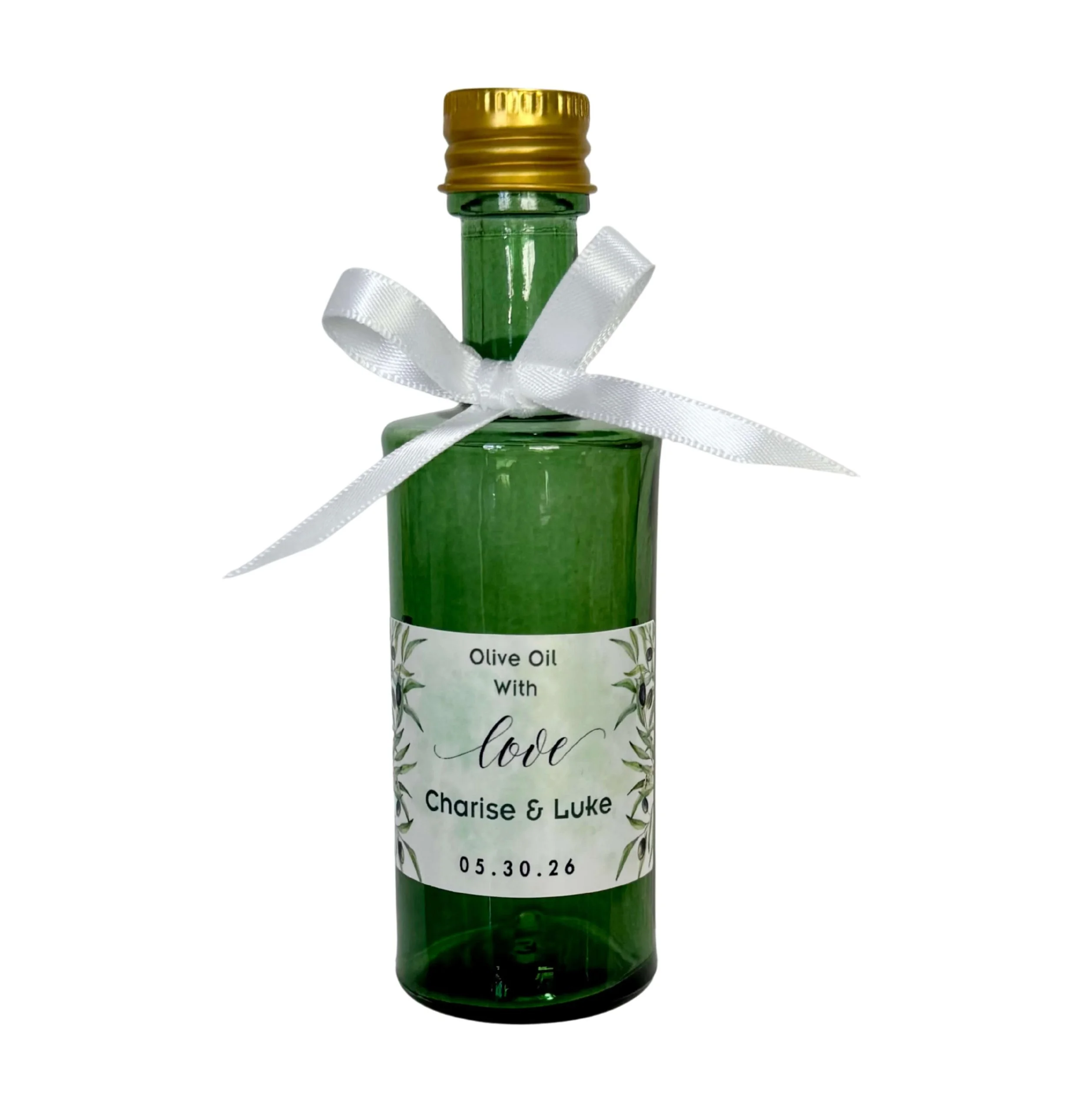 Olive oil 50ml Green Glass mini bottle wedding favour Brisbane