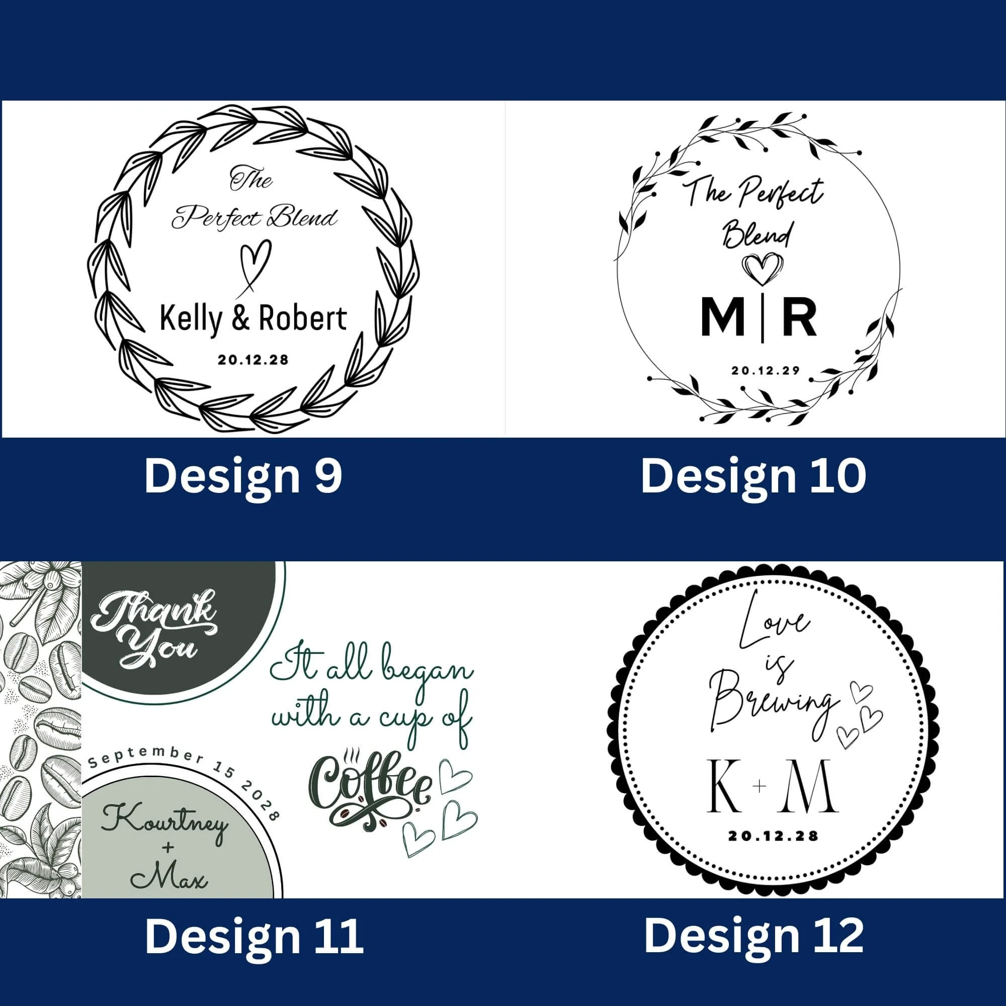 Personalised coffee favours for weddings and events By Luna Australia