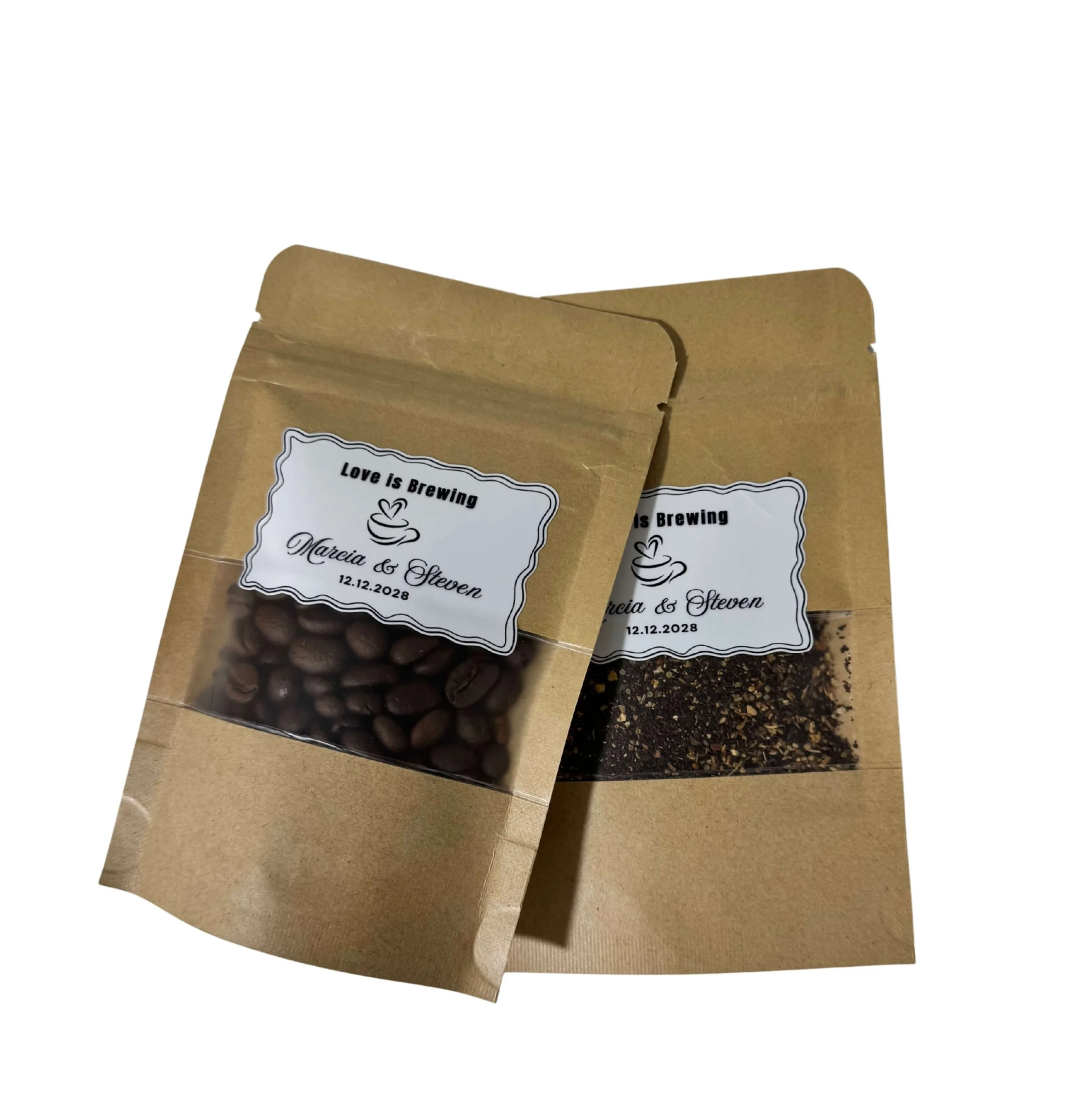 Duo bag coffee and tea wedding favour personalized guest favours By Luna Australia