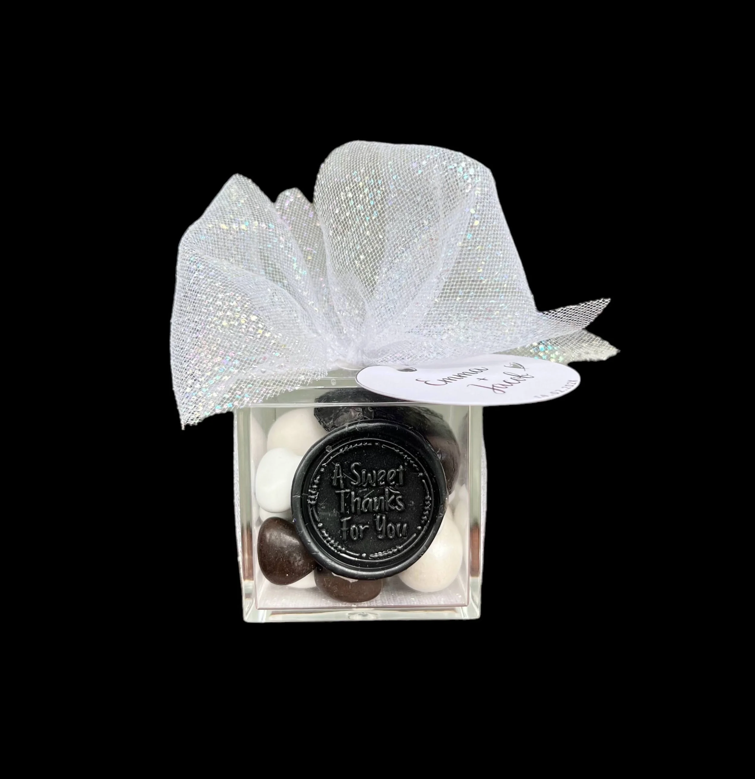 acrylic chocolate boxes shimmer tulle wedding and event favour Australia