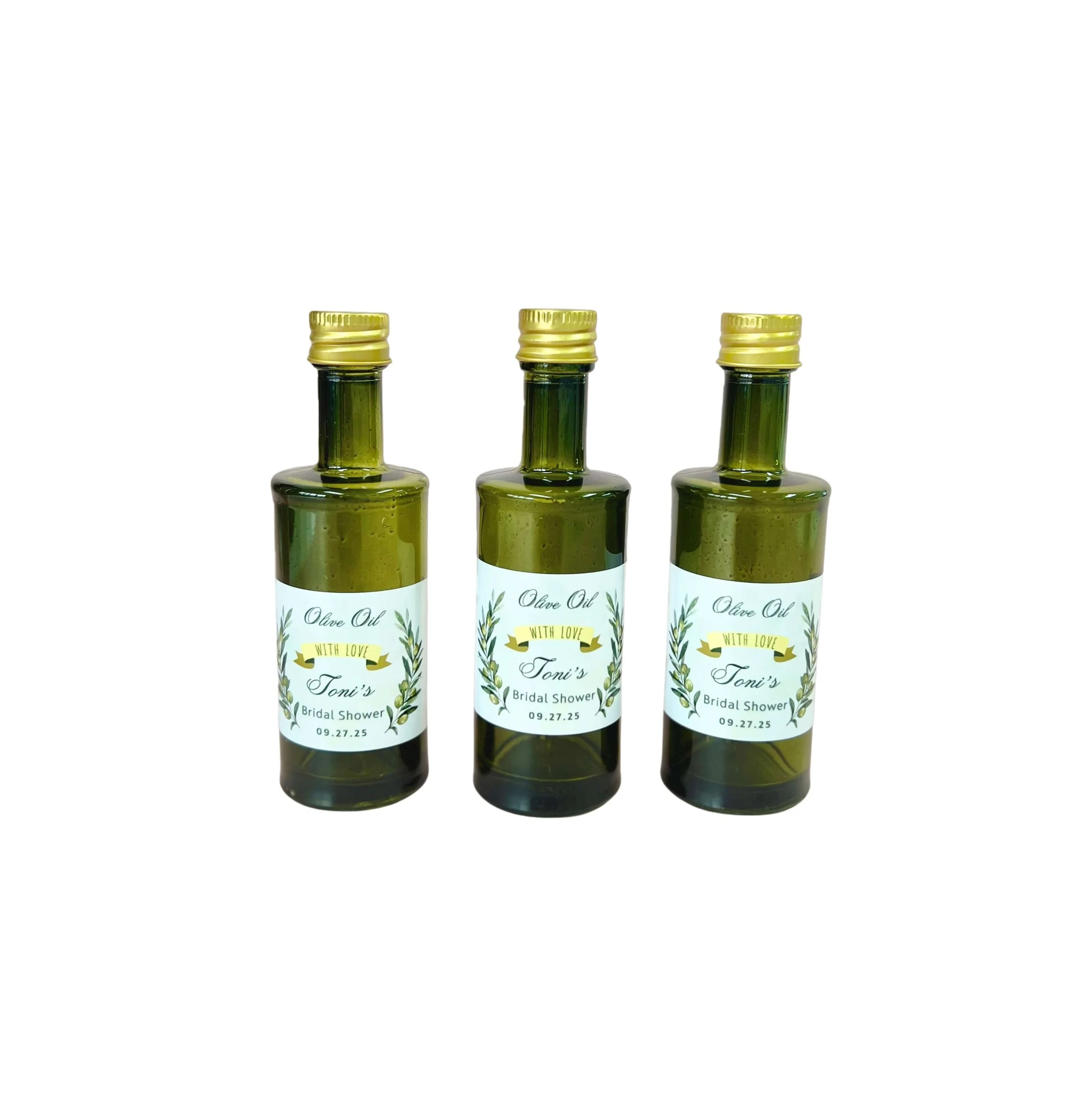Olive oil 50ml Green Glass mini bottle wedding favour Brisbane