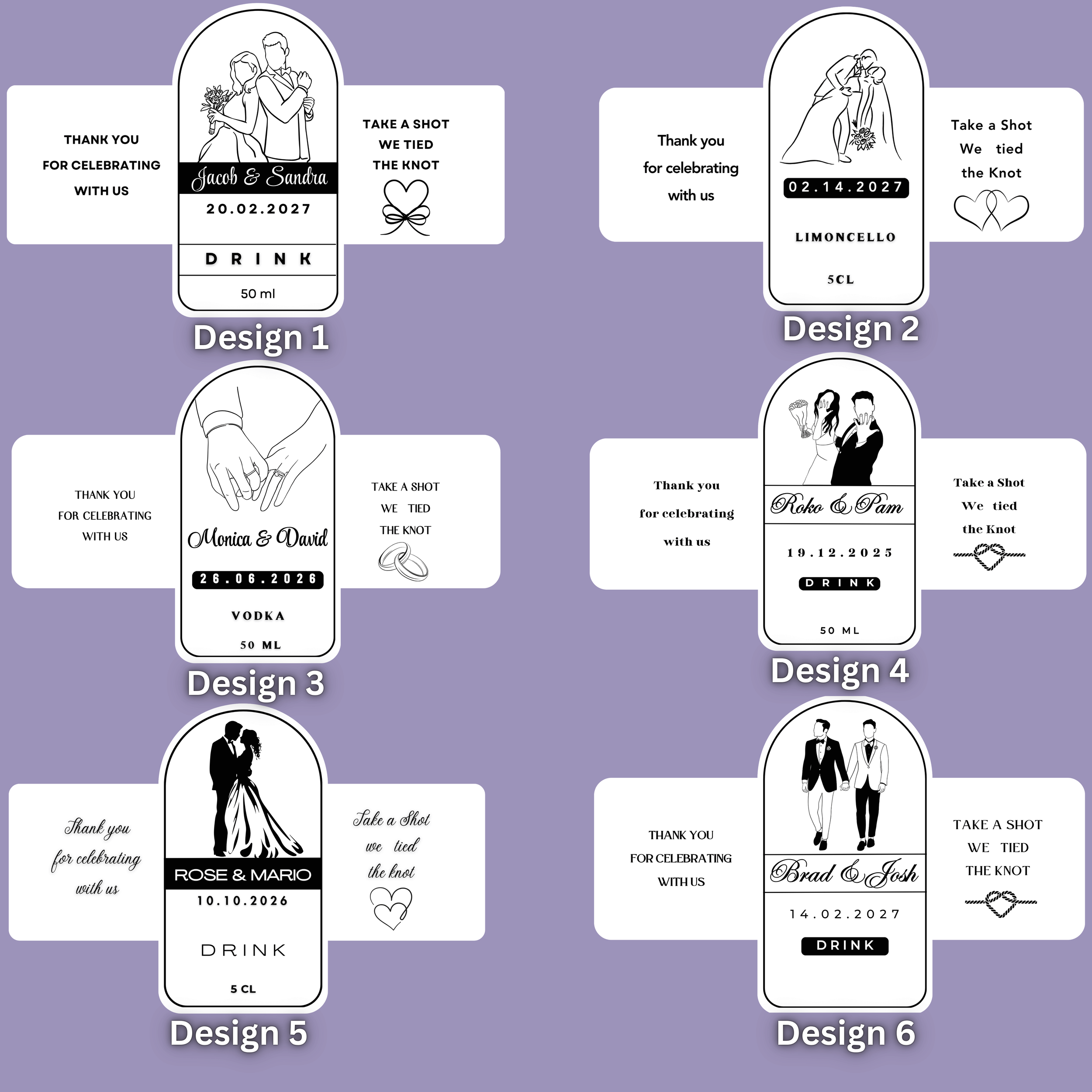 Mini glass flask bottle 50ml elegant and versatile wedding favour Brisbane