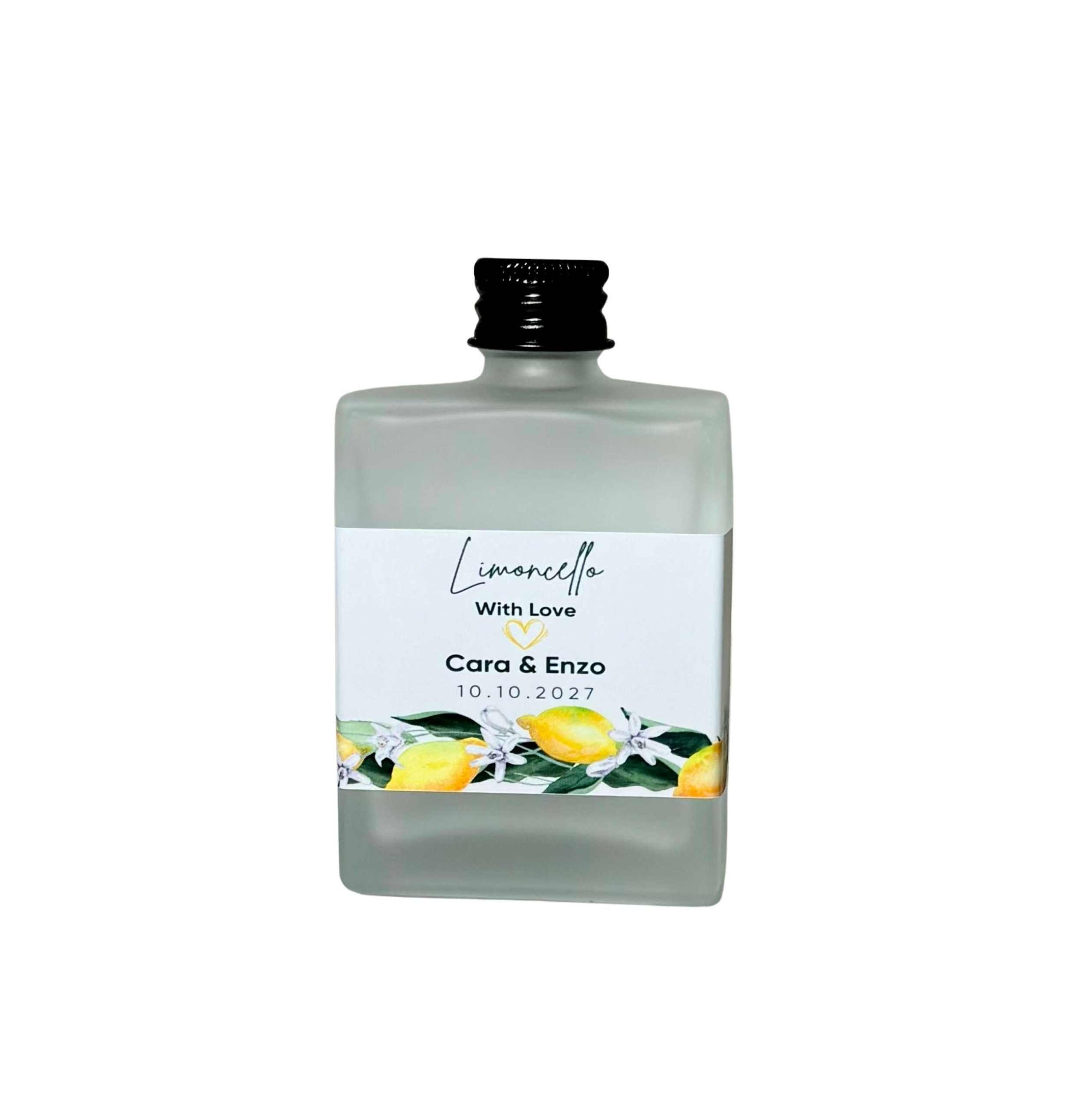 DIY Limoncello square 50ml Frosted Glass Bottles